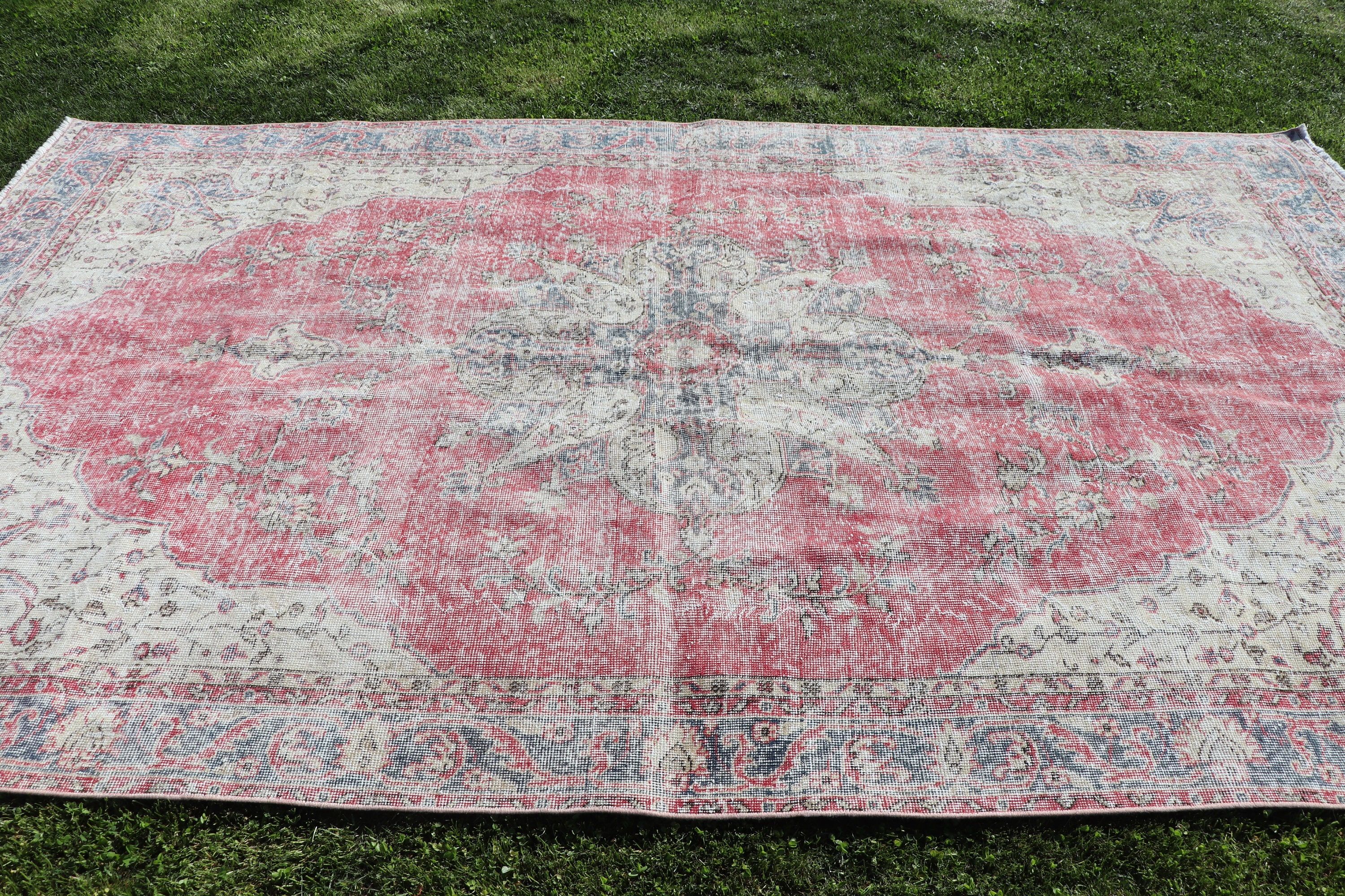 Red Moroccan Rug, Bedroom Rugs, Living Room Rugs, Turkish Rugs, Vintage Rugs, Office Rugs, Luxury Rug, 6.1x10.3 ft Large Rugs