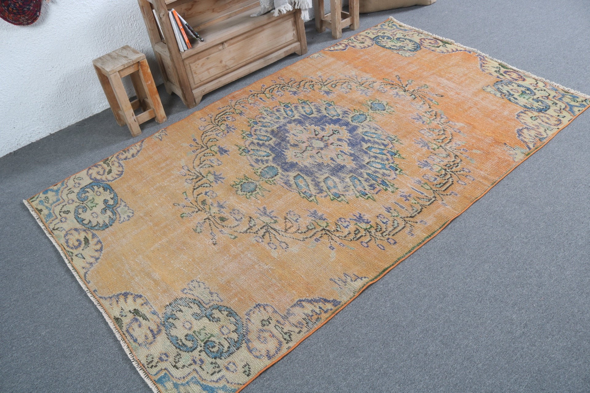 Living Room Rug, Indoor Rug, Turkish Rugs, Vintage Decor Rug, Cool Rug, 4.5x7.3 ft Area Rug, Vintage Rug, Rugs for Bedroom, Antique Rugs