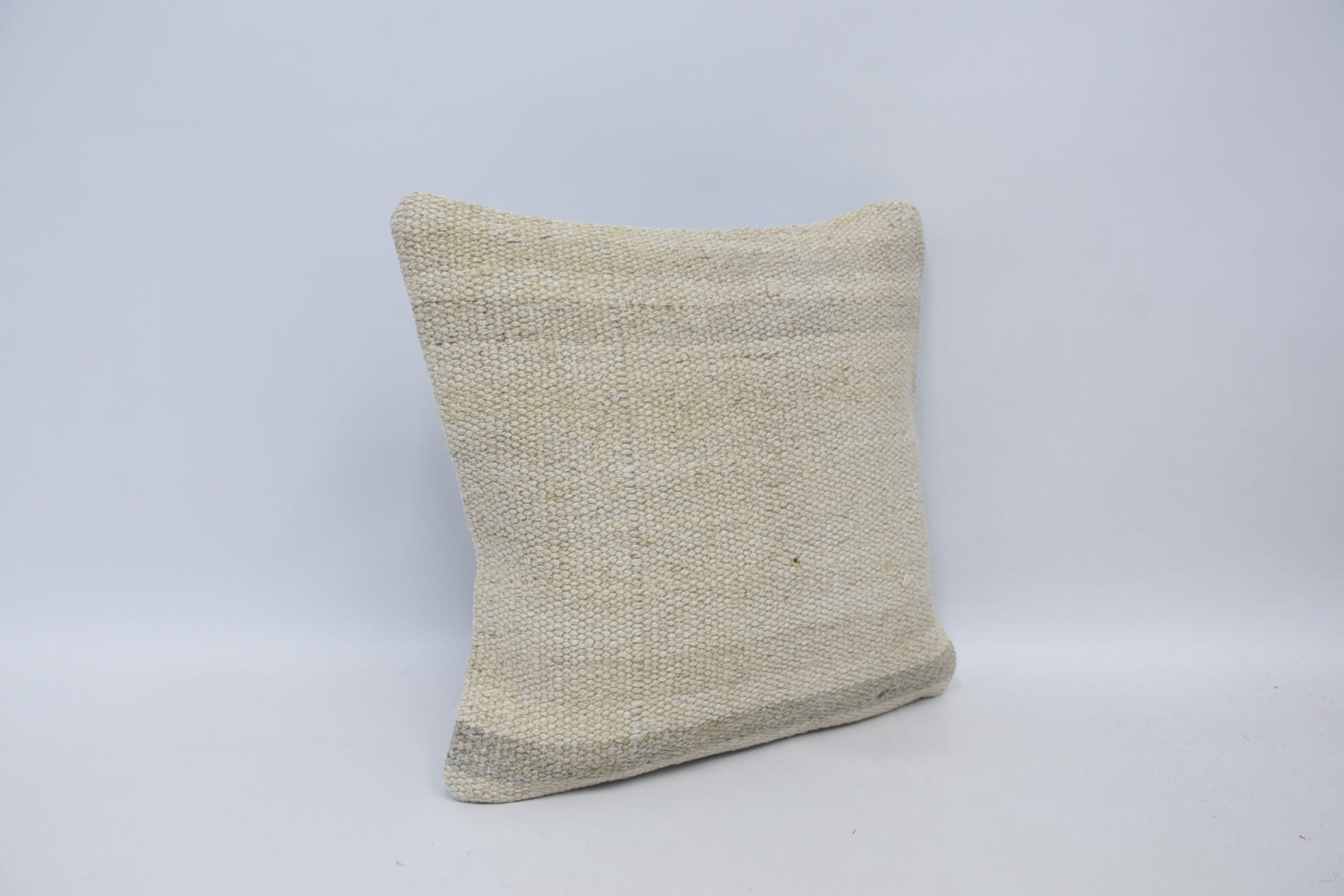 Farmhouse Pillow, 16"x16" White Cushion, Home Decor Pillow, Kilim Pillow, Neutral Pillow Case, Interior Designer Pillow