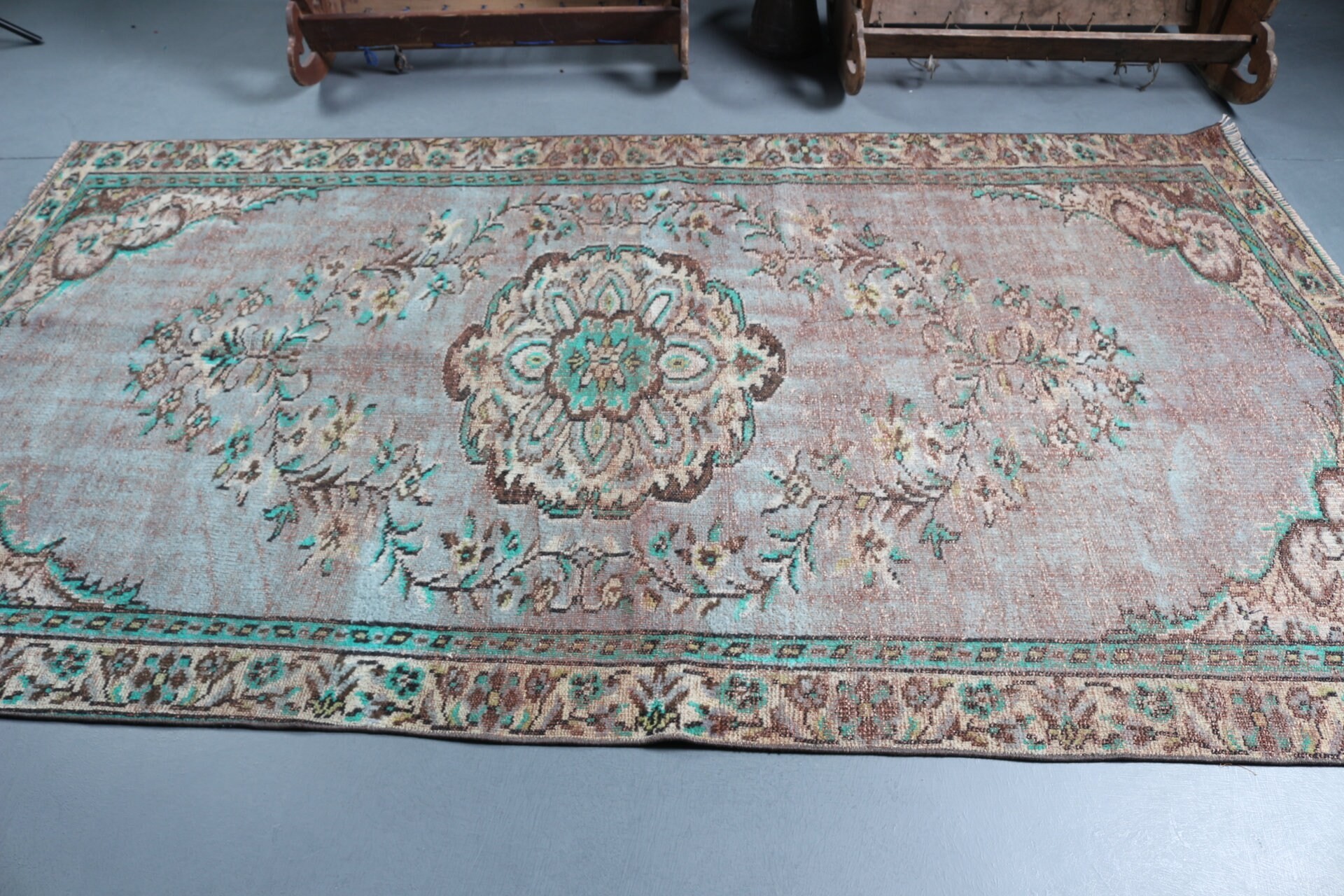 Kahverengi Mutfak Halısı, El Dokuma Halısı, Oturma Odası Halıları, 5,3x9 ft Büyük Halılar, Oryantal Halı, Salon Halısı, Türk Halısı, Vintage Halılar, Mutfak Halısı