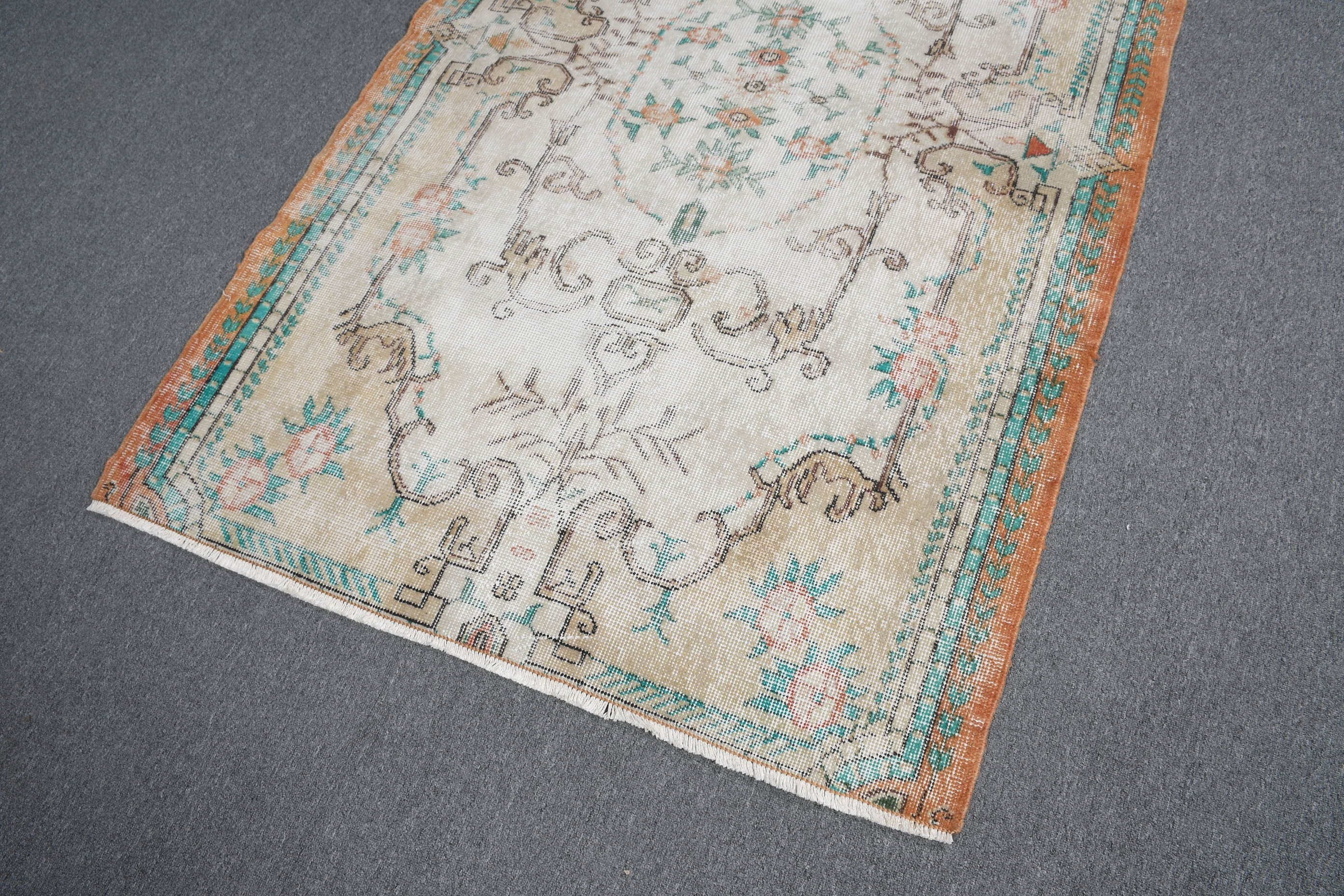 Kitchen Rug, 3.8x5.9 ft Accent Rugs, Oushak Rug, Anatolian Rug, Designer Rugs, Rugs for Entry, Beige Bedroom Rug, Turkish Rugs, Vintage Rug