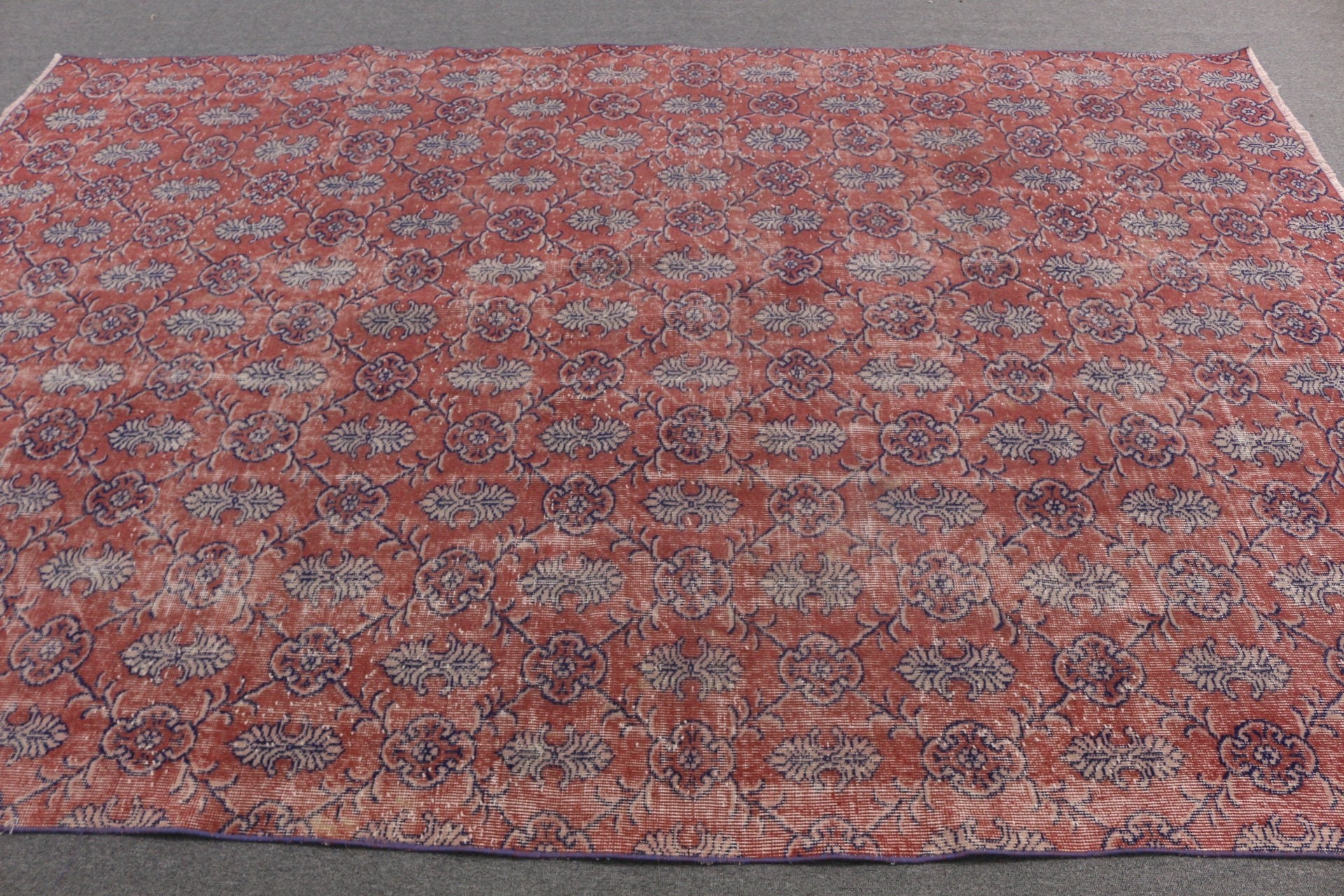 Dining Room Rug, Turkey Rugs, Antique Rugs, Turkish Rug, Vintage Rug, Saloon Rugs, Red Wool Rugs, 6.9x10.4 ft Oversize Rugs