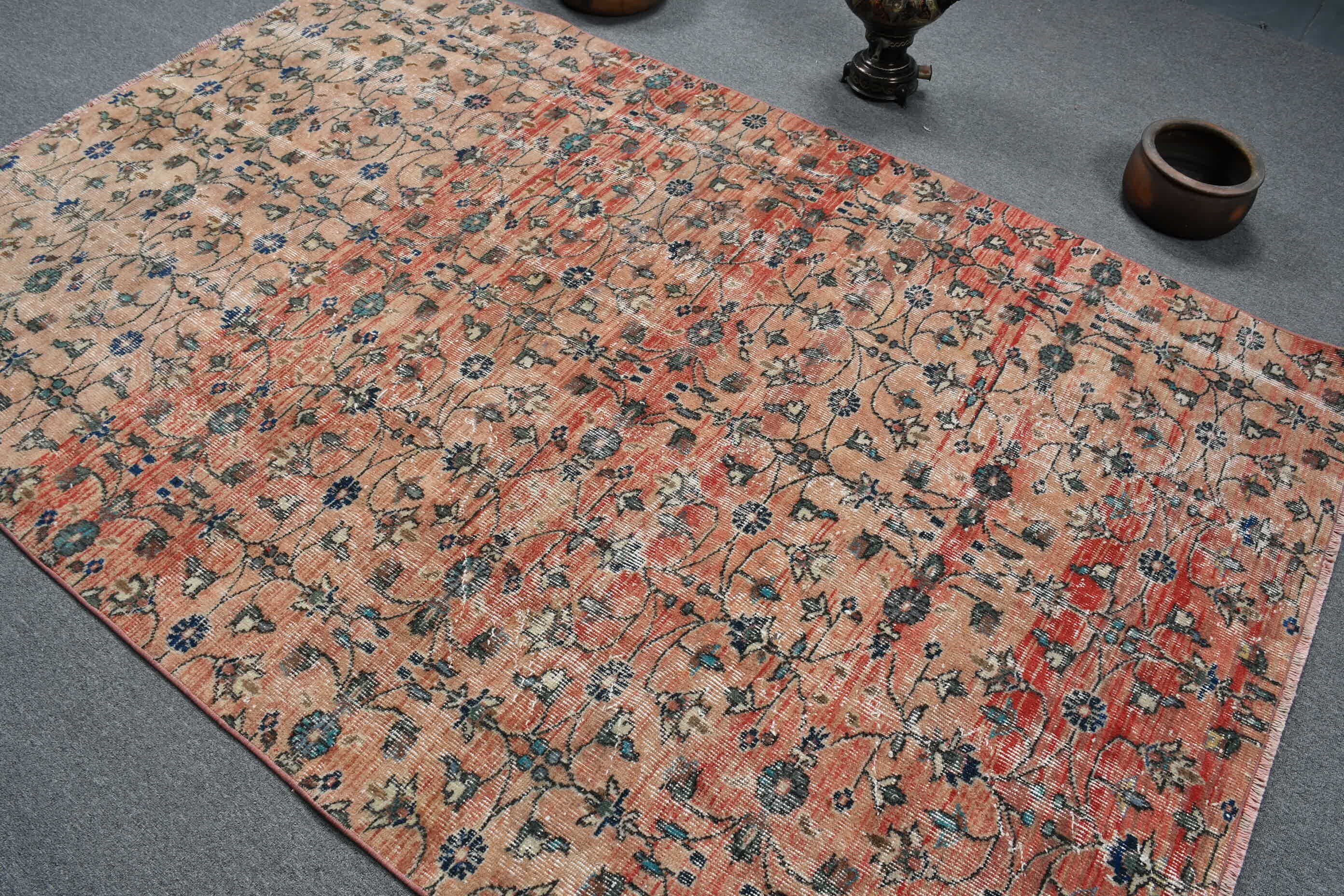 Living Room Rug, Red  5.2x7.8 ft Large Rug, Vintage Rug, Bedroom Rug, Turkish Rug, Boho Rug, Antique Rug