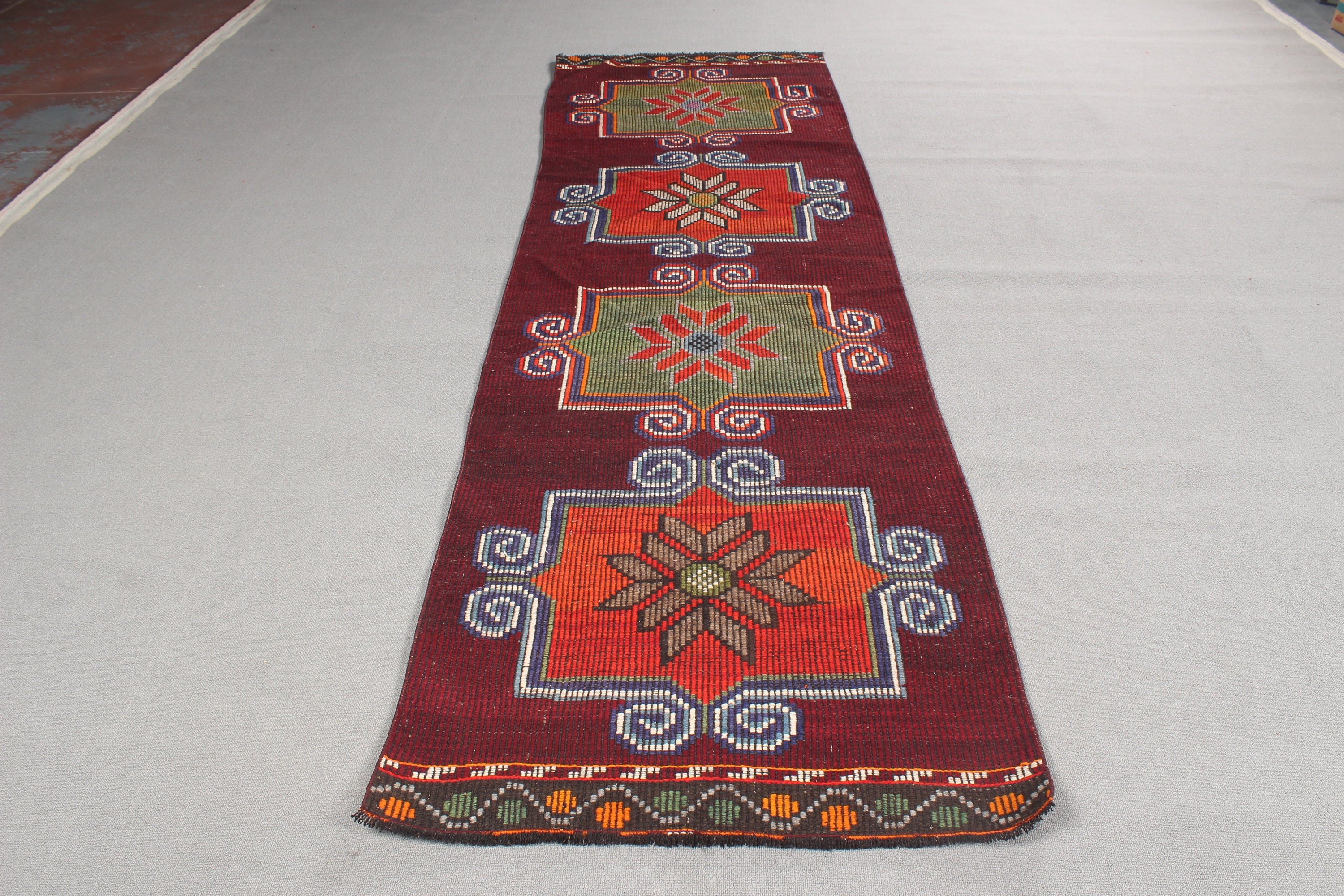 Vintage Runner Halı, Mutfak Halısı, Kilim, Oushak Halıları, Oryantal Halı, 3x9.9 ft Runner Halıları, Vintage Halı, Mor El Dokuma Halı, Türk Halısı