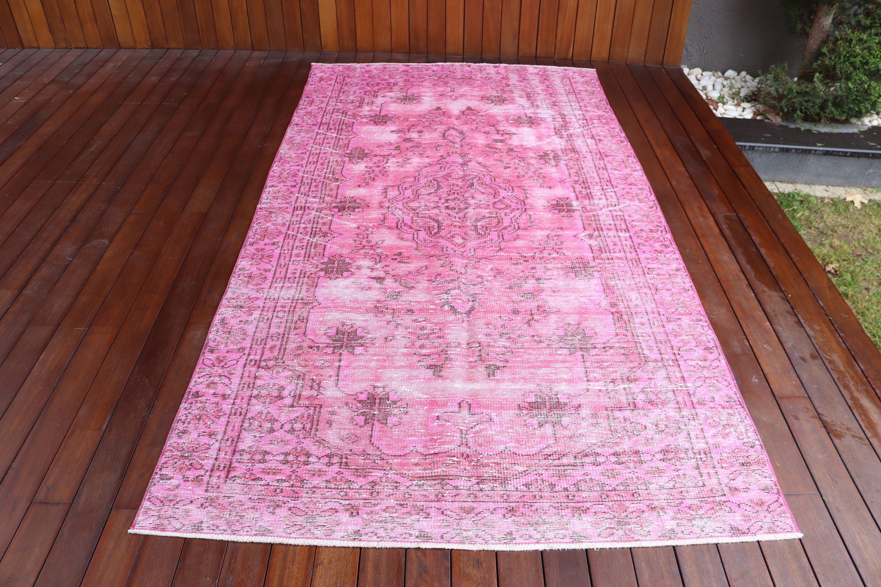 4,7x8,9 ft Büyük Halılar, Büyük Boho Halıları, Pembe El Dokuma Halı, Vintage Halı, Nötr Halı, Türk Halısı, Oryantal Halılar, Oturma Odası Halıları