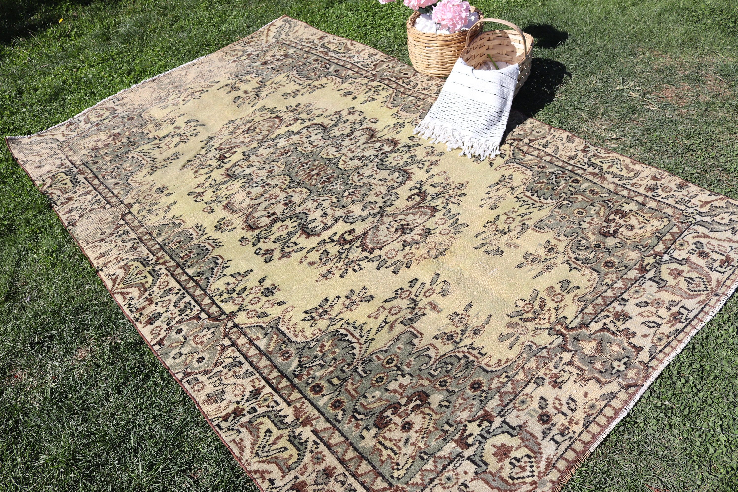 Rugs for Salon, 5.3x8.5 ft Large Rug, Bedroom Rugs, Green Kitchen Rug, Antique Rugs, Aztec Rug, Large Oushak Rug, Turkish Rug, Vintage Rugs