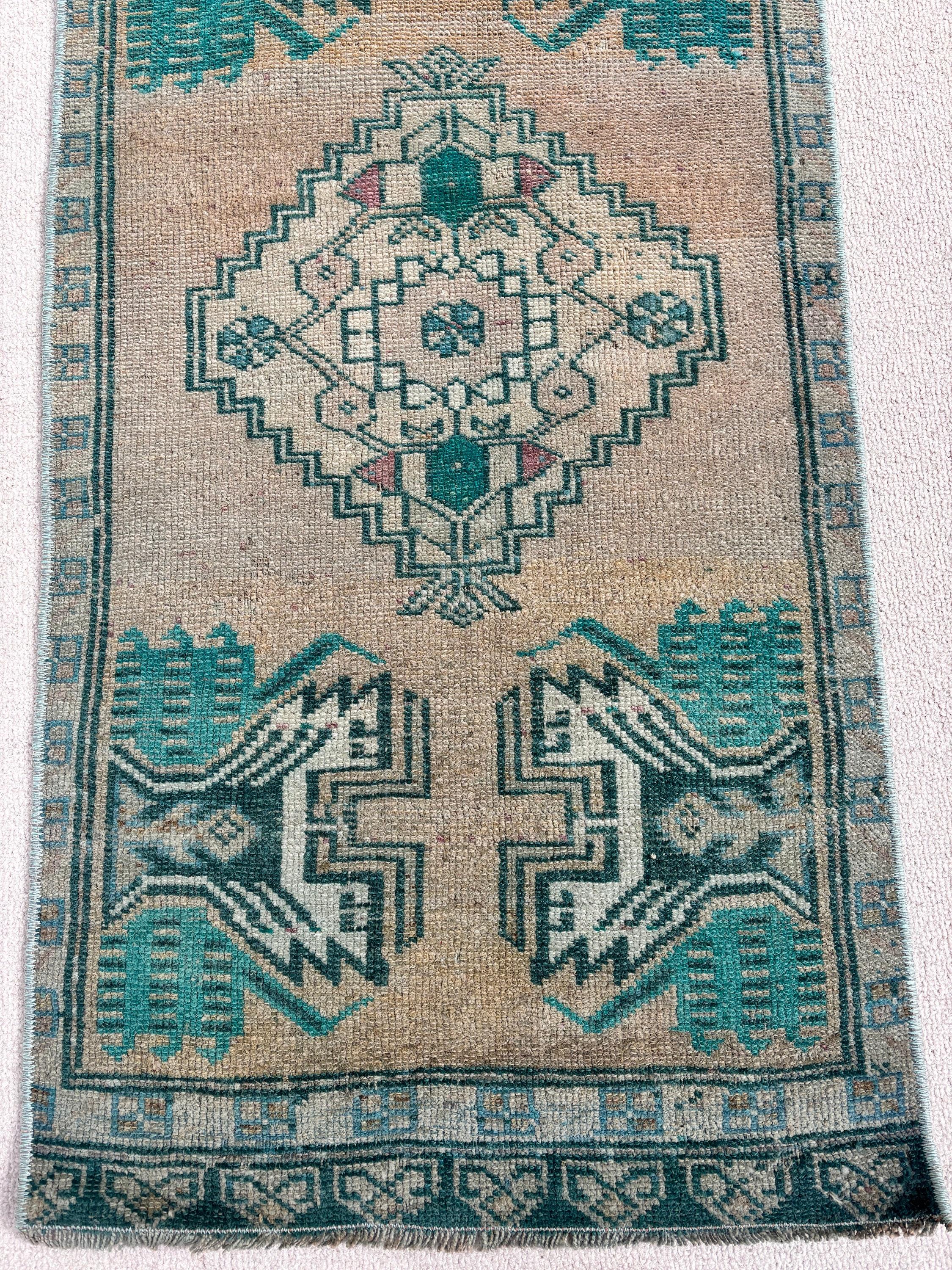 Vintage Rugs, Turkish Rugs, Rugs for Car Mat, Green Floor Rugs, 1.6x3.1 ft Small Rugs, Bath Rugs, Nursery Rug, Antique Rug