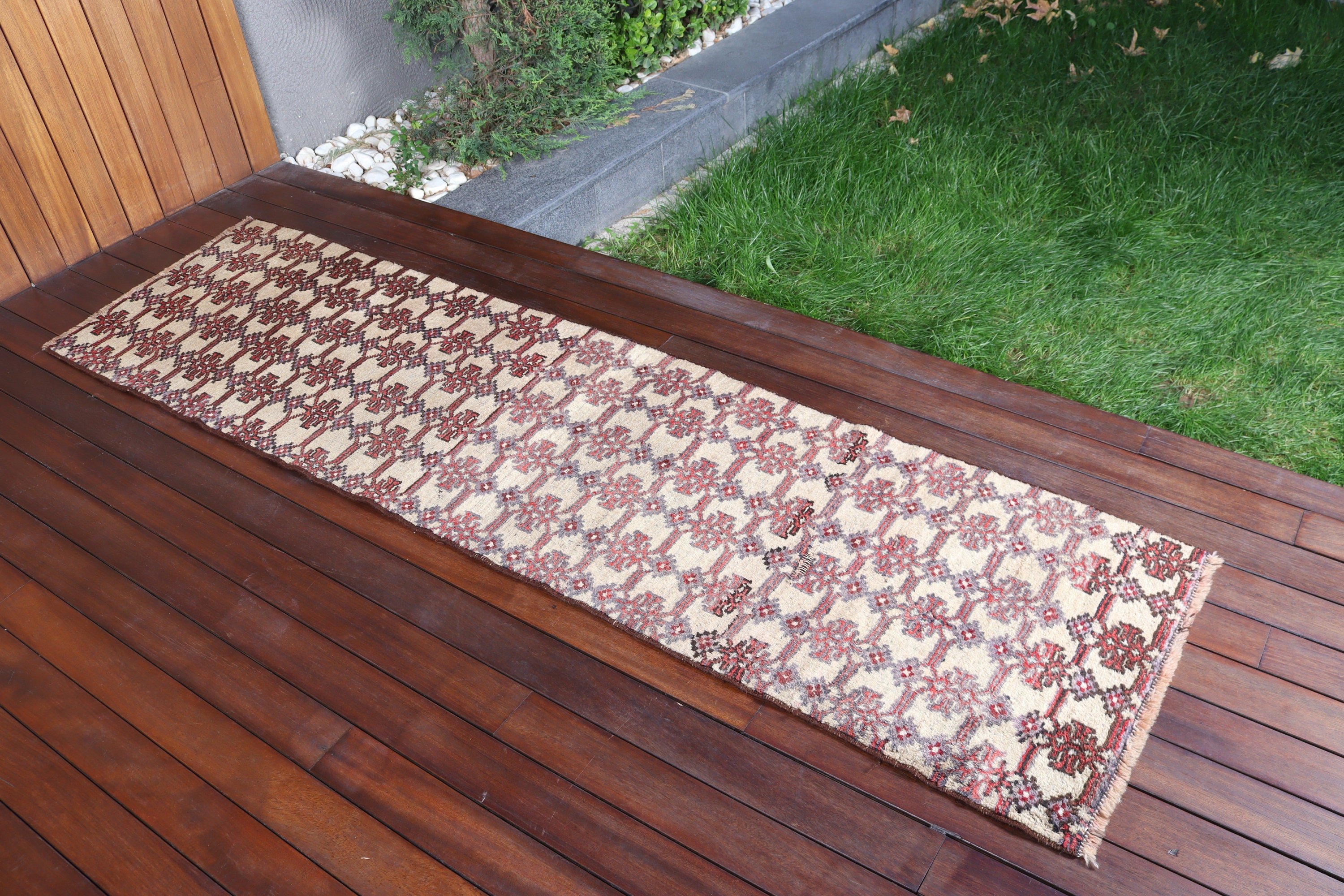 Bej Açıklama Halıları, Koridor Halıları, Türk Halıları, Vintage Halı, Düz Dokuma Halılar, Koridor Halısı, Yatak Odası Halısı, 2x7,5 ft Yolluk Halıları, Egzotik Halılar