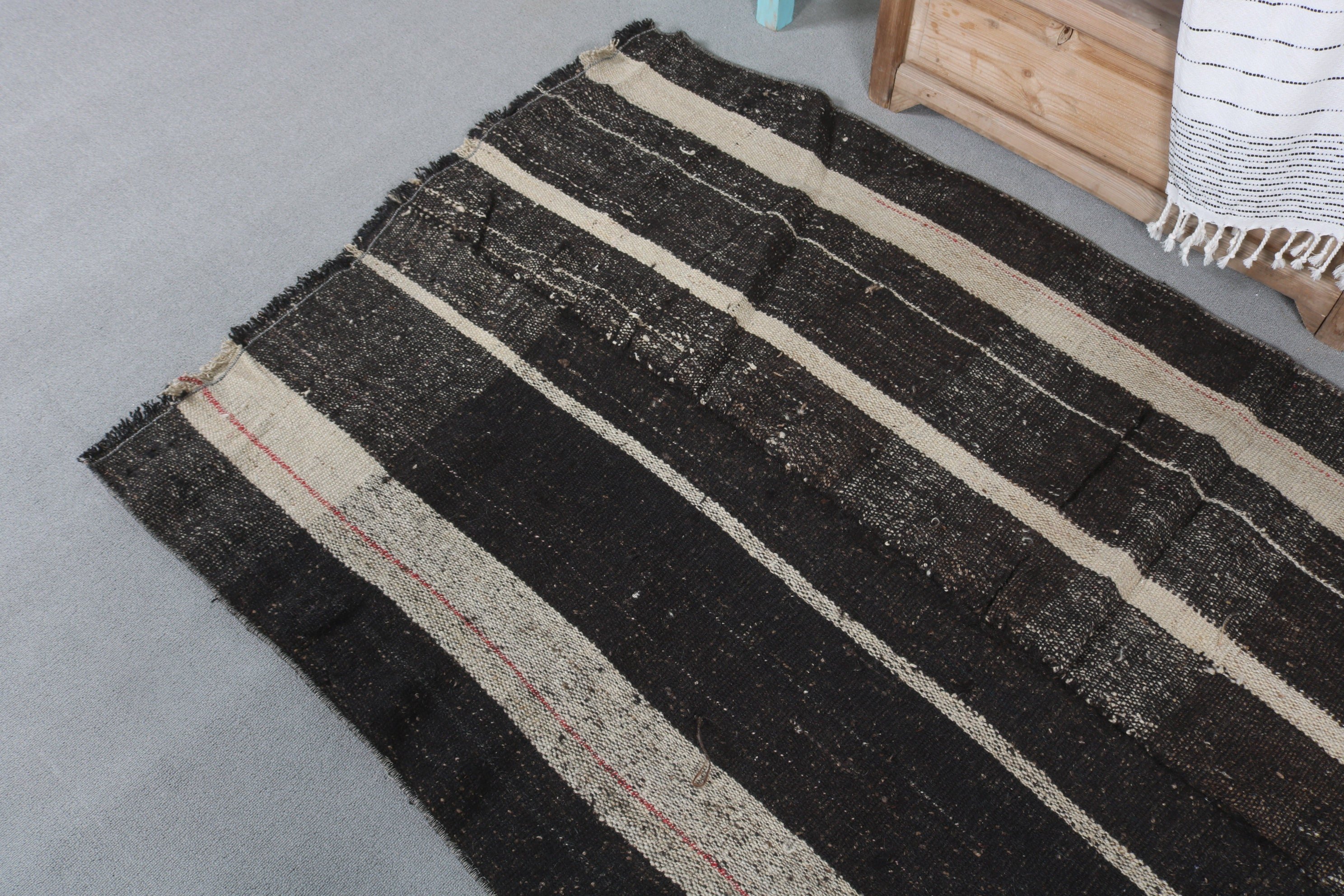 Vintage Rug, Black Moroccan Rug, Anatolian Rugs, Kilim, Muted Rug, Nursery Rugs, 3.7x6.6 ft Area Rugs, Turkish Rug, Kitchen Rugs, Floor Rug