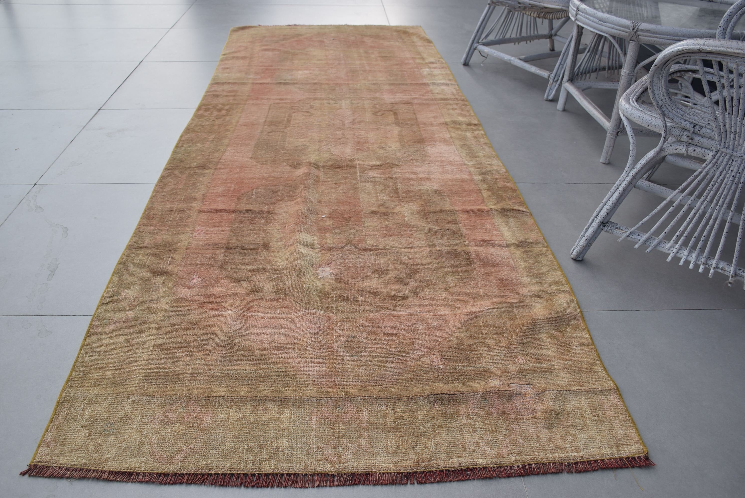 Nomadic Rug, Stair Rugs, Turkish Rug, Brown Anatolian Rugs, Antique Rugs, Kitchen Rugs, 3.4x9.8 ft Runner Rug, Vintage Rug, Oriental Rug