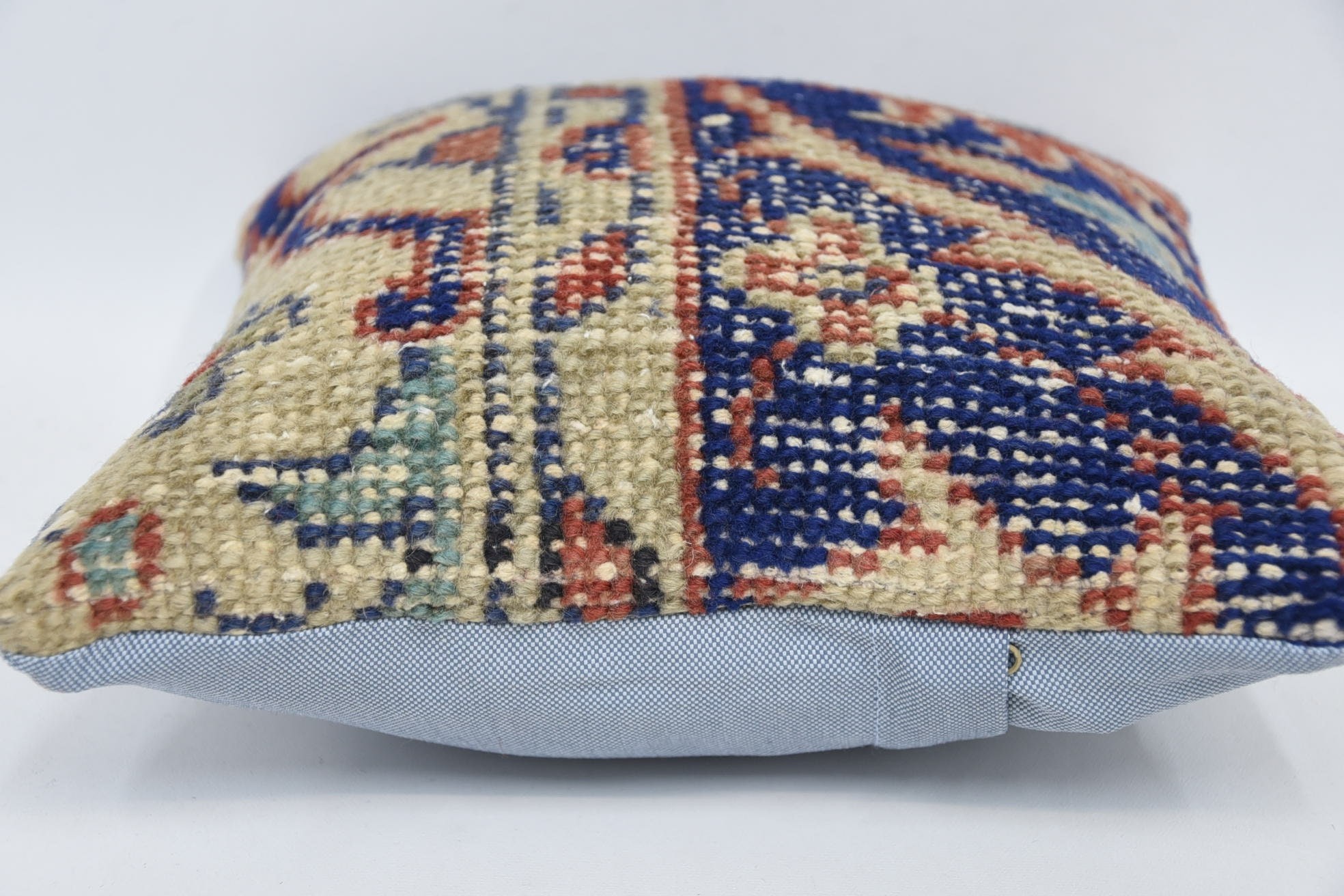 Handmade Kilim Cushion, 12"x12" Blue Cushion, Antique Pillows, Colorful Pillow, Vintage Pillow, Indoor Cushion Case