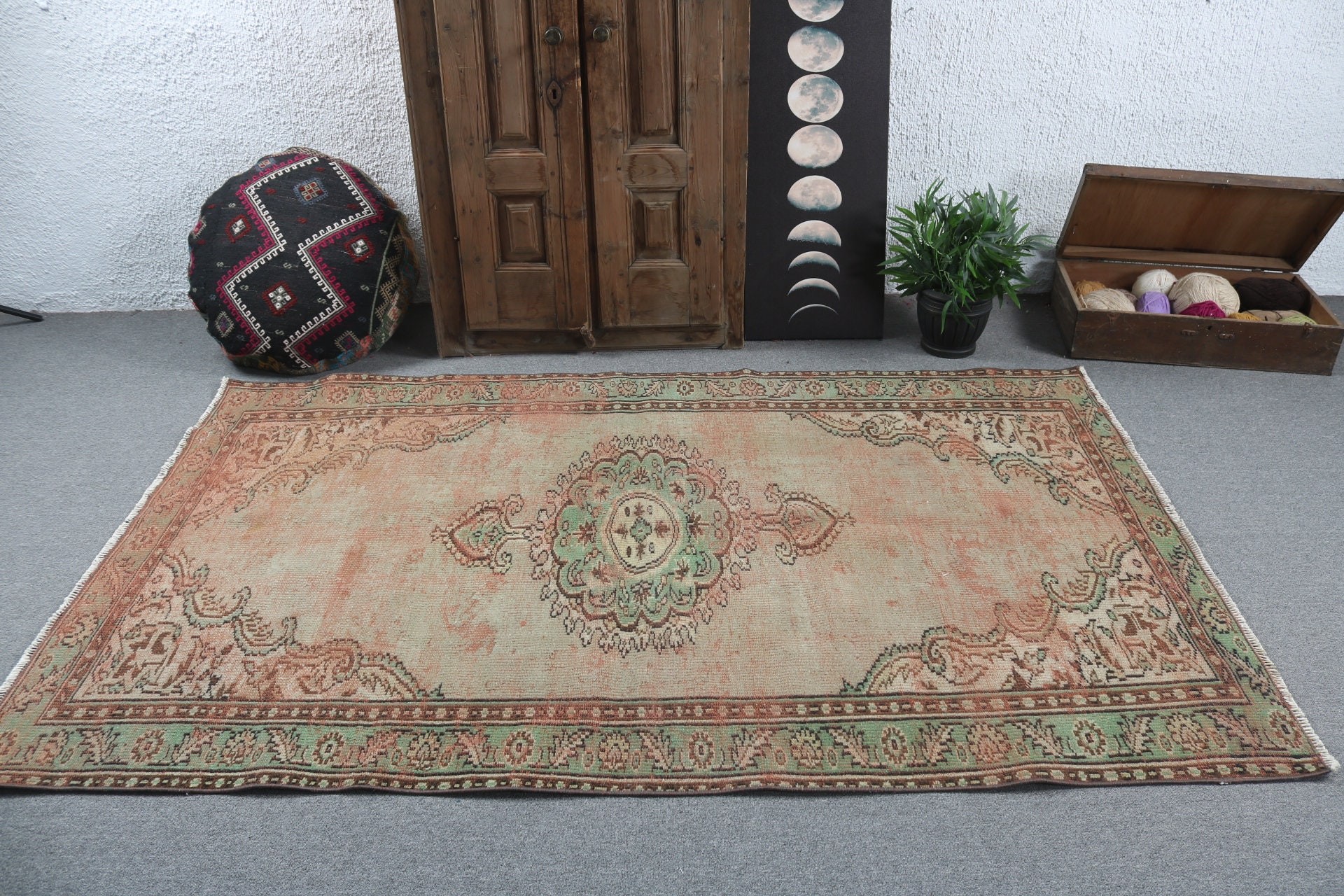 Vintage Decor Rugs, Bedroom Rug, Living Room Rug, Nursery Rugs, Turkish Rugs, Brown Boho Rugs, Vintage Rugs, 4.8x7.5 ft Area Rug, Cool Rug