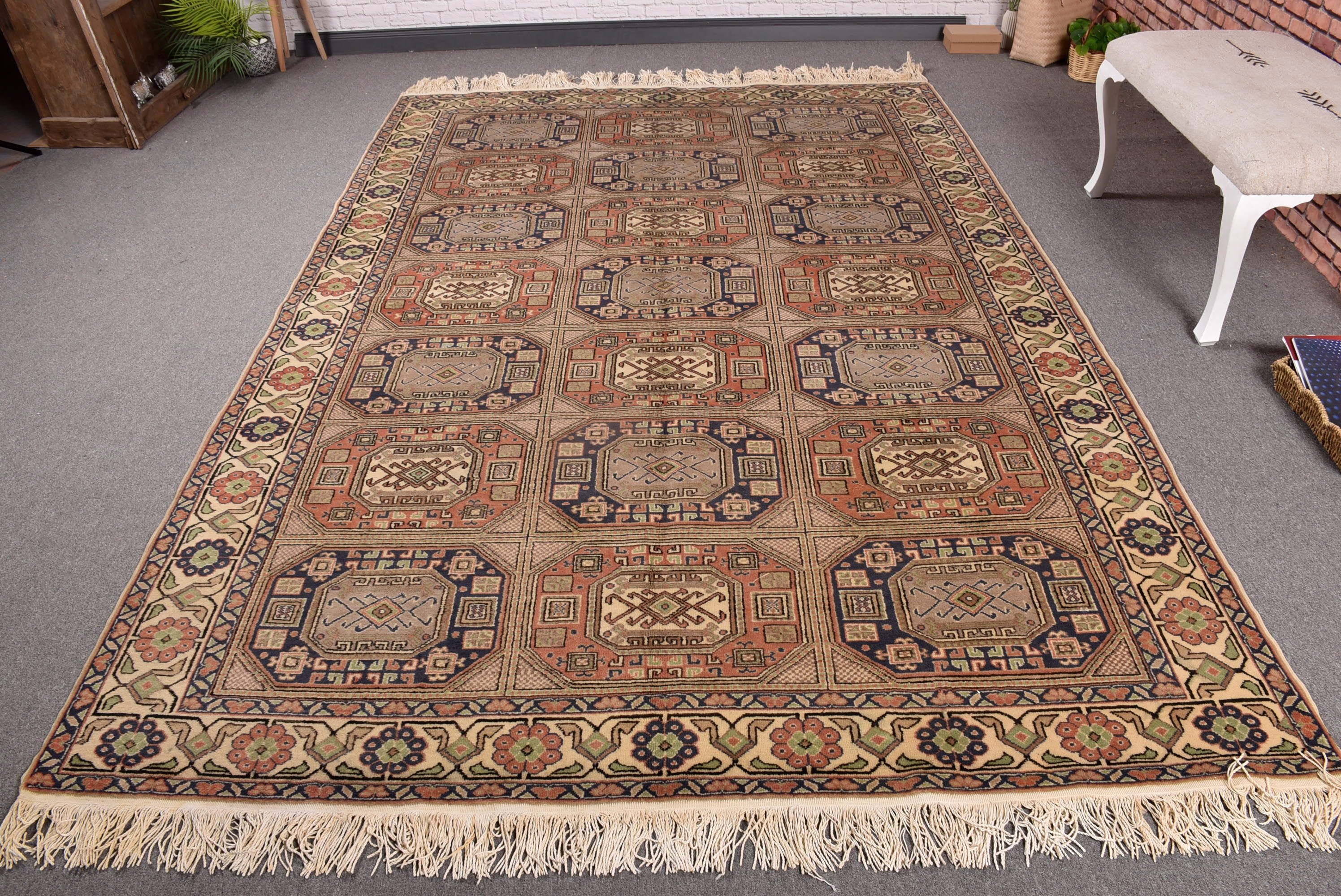 Living Room Rugs, Bedroom Rugs, Modern Rug, Vintage Rugs, Turkish Rugs, 6.6x9.9 ft Large Rug, Antique Rug, Red Statement Rugs