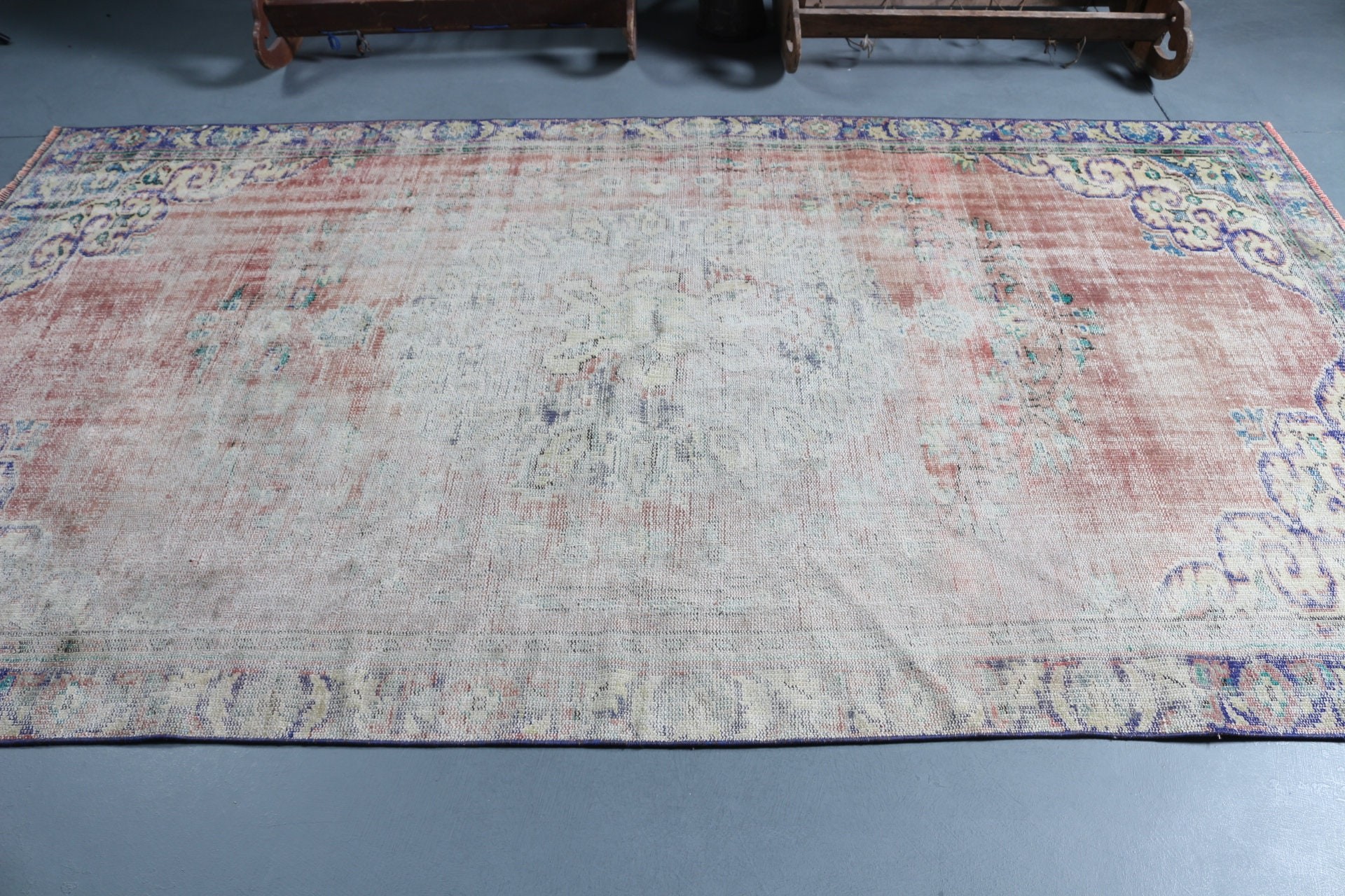 Art Rug, Vintage Rug, Home Decor Rug, Boho Rug, Turkish Rug, Bedroom Rugs, Red Wool Rug, Cool Rugs, 5.6x9.7 ft Large Rug, Living Room Rugs