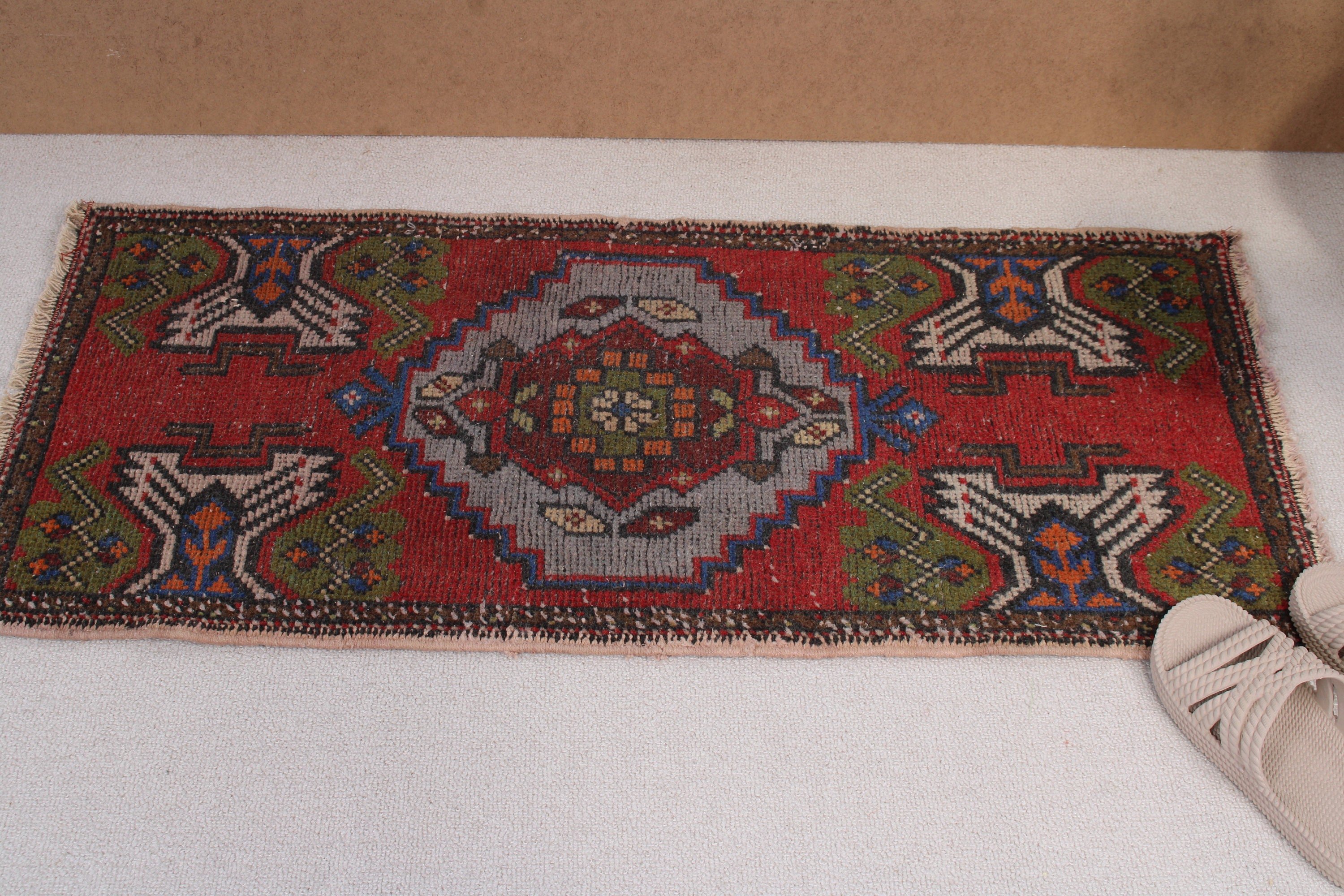 Vintage Halı, 1.6x3.3 ft Küçük Halılar, Türk Halısı, Açıklama Halıları, Boho Halıları, Yatak Odası Halısı, Kırmızı Ev Dekorasyonu Halıları, Banyo Halıları