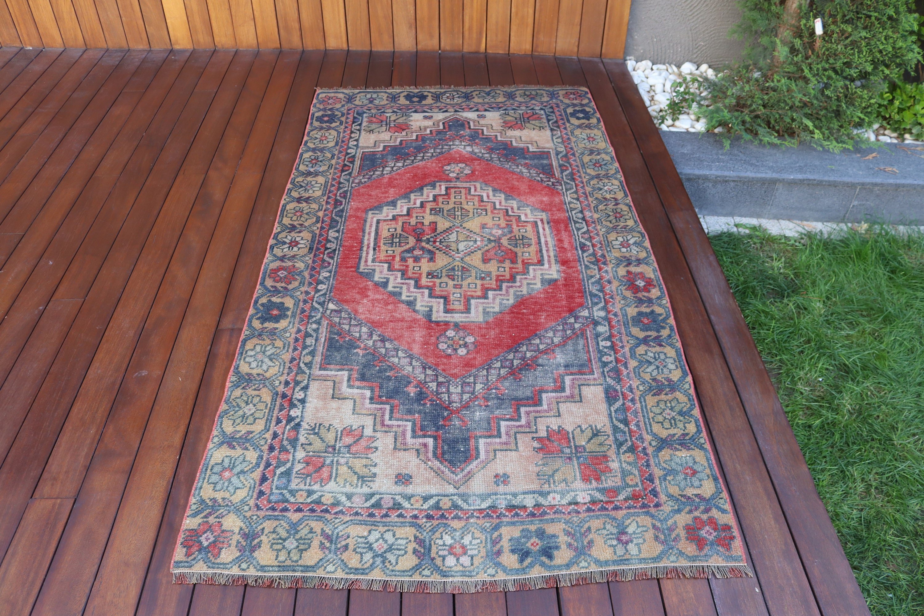 Mavi Havalı Halılar, Giriş Halıları, Etnik Halı, Mutfak Halıları, Türk Halıları, Vintage Halı, Dekoratif Halılar, Oryantal Halılar, 3,5x6,4 ft Vurgulu Halılar