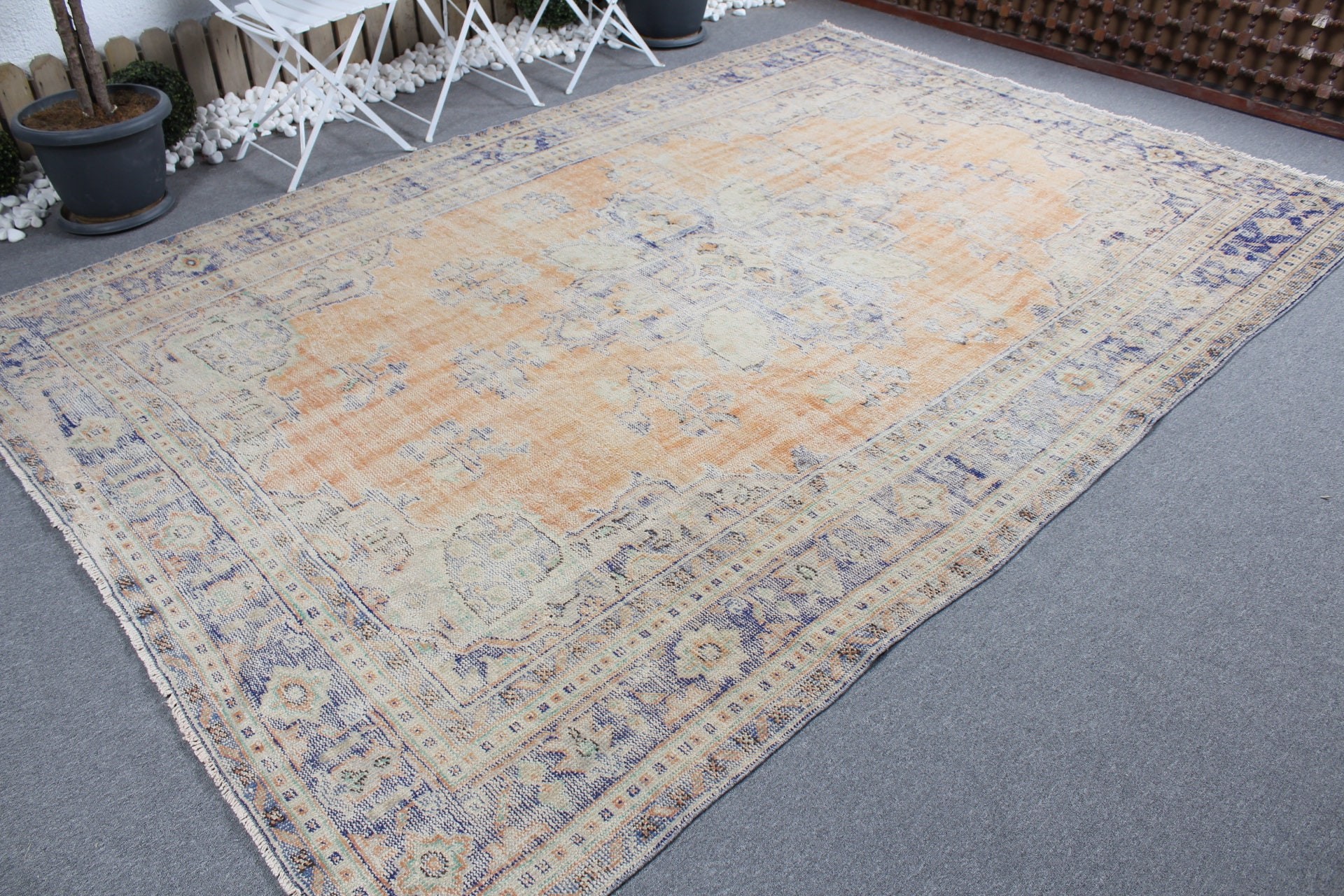 7.4x10.8 ft Oversize Rug, Oriental Rugs, Saloon Rug, Turkish Rug, Living Room Rug, Vintage Rugs, Kitchen Rug, Pastel Rugs, Orange Wool Rug