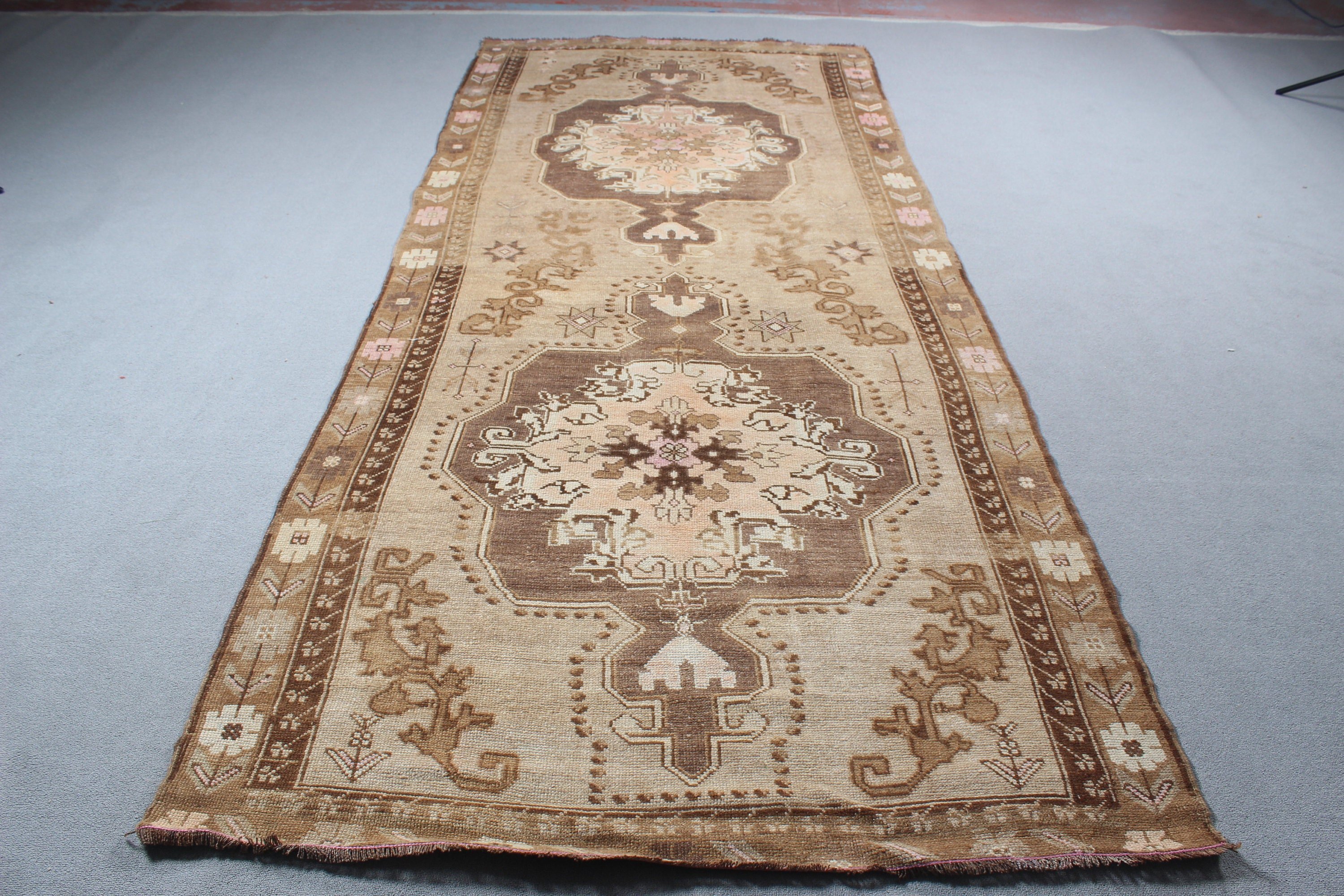 Büyük Boho Halıları, Türk Halıları, Kahverengi Oushak Halıları, Yemek Odası Halısı, 4,8x11,4 ft Büyük Halılar, Modern Halılar, Fas Halısı, Vintage Halı