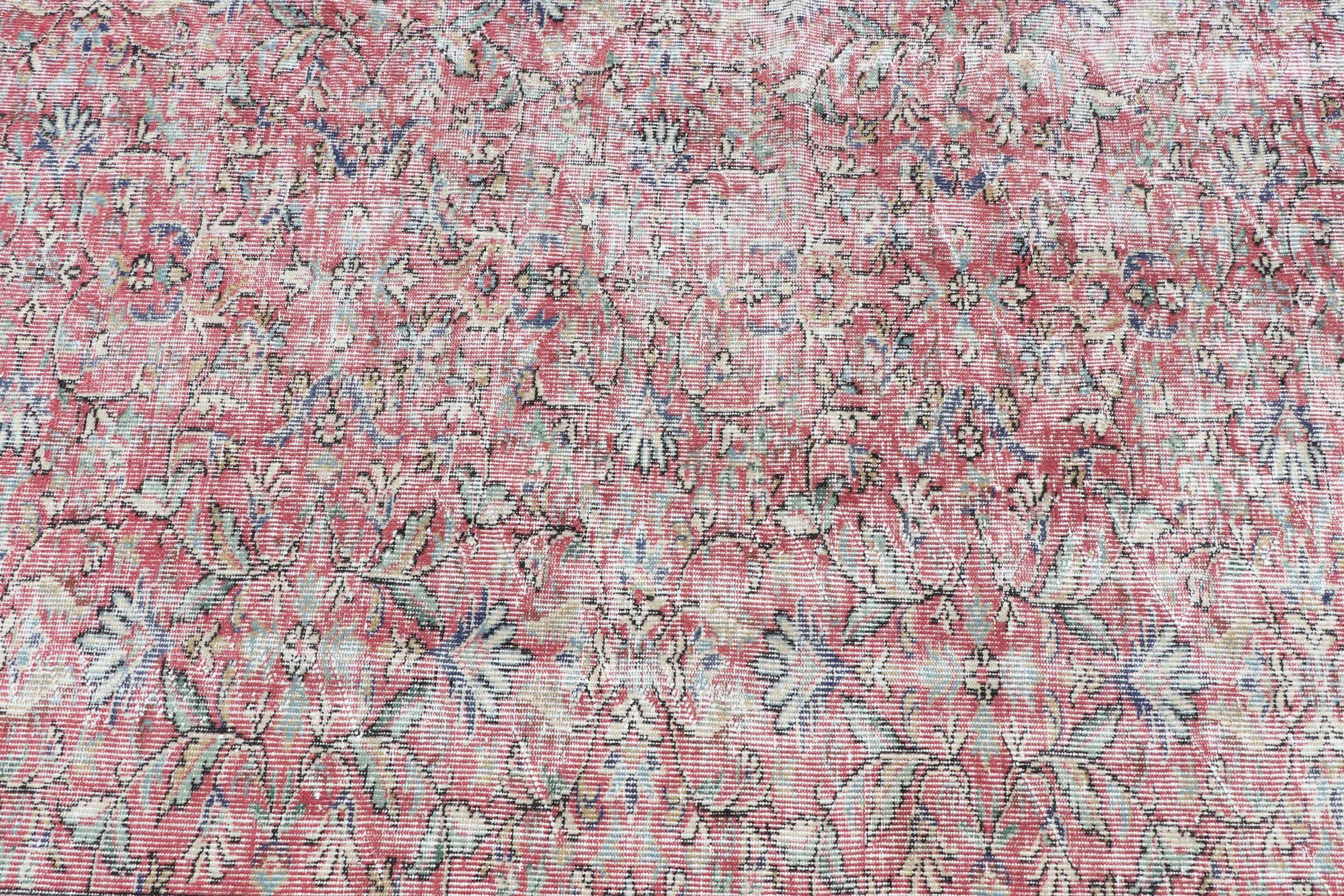 Pink Antique Rugs, Kitchen Rugs, Dining Room Rug, Cute Rugs, Bedroom Rugs, Rugs for Salon, 6.4x9.5 ft Large Rugs, Turkish Rug, Vintage Rugs