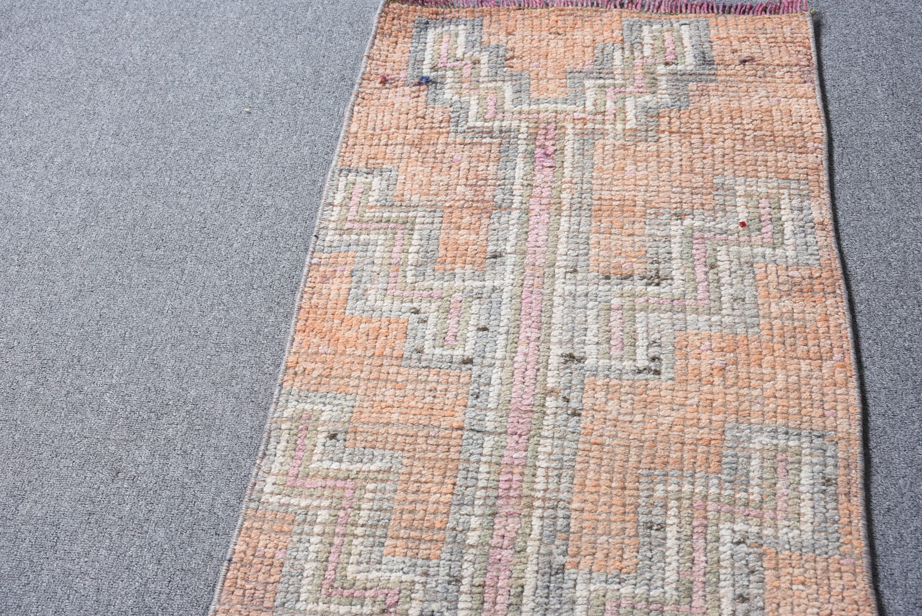 Orange Anatolian Rug, Rugs for Corridor, Vintage Rugs, Anatolian Rug, Corridor Rug, 1.7x9.5 ft Runner Rug, Turkish Rug, Kitchen Rugs