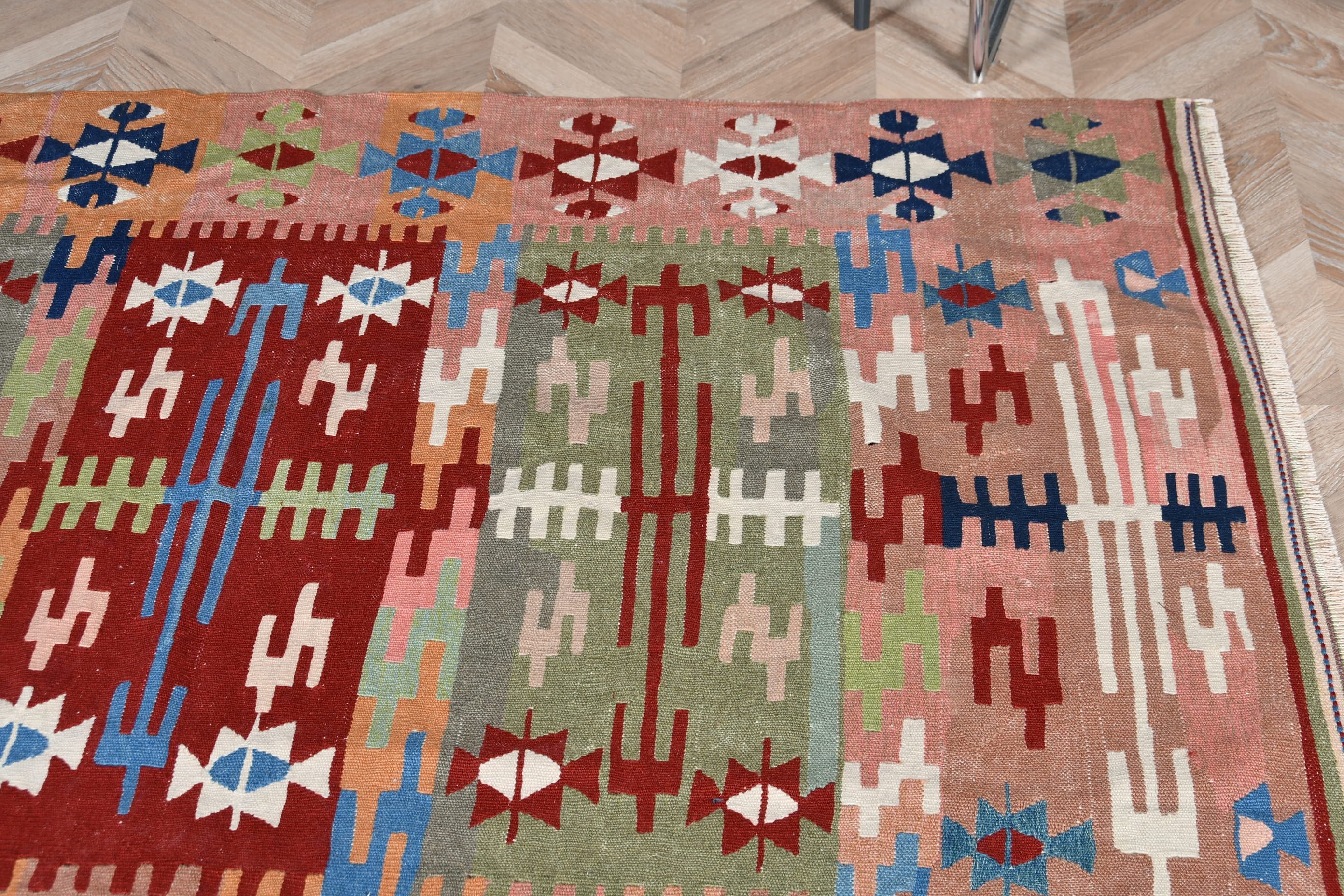 Turuncu Soğuk Halı, Giriş Halısı, Soğuk Halı, Vintage Halılar, 3,7x5,5 ft Accent Halıları, Türk Halısı, Mutfak Halısı, Fas Halısı, Kilim, Giriş Halıları