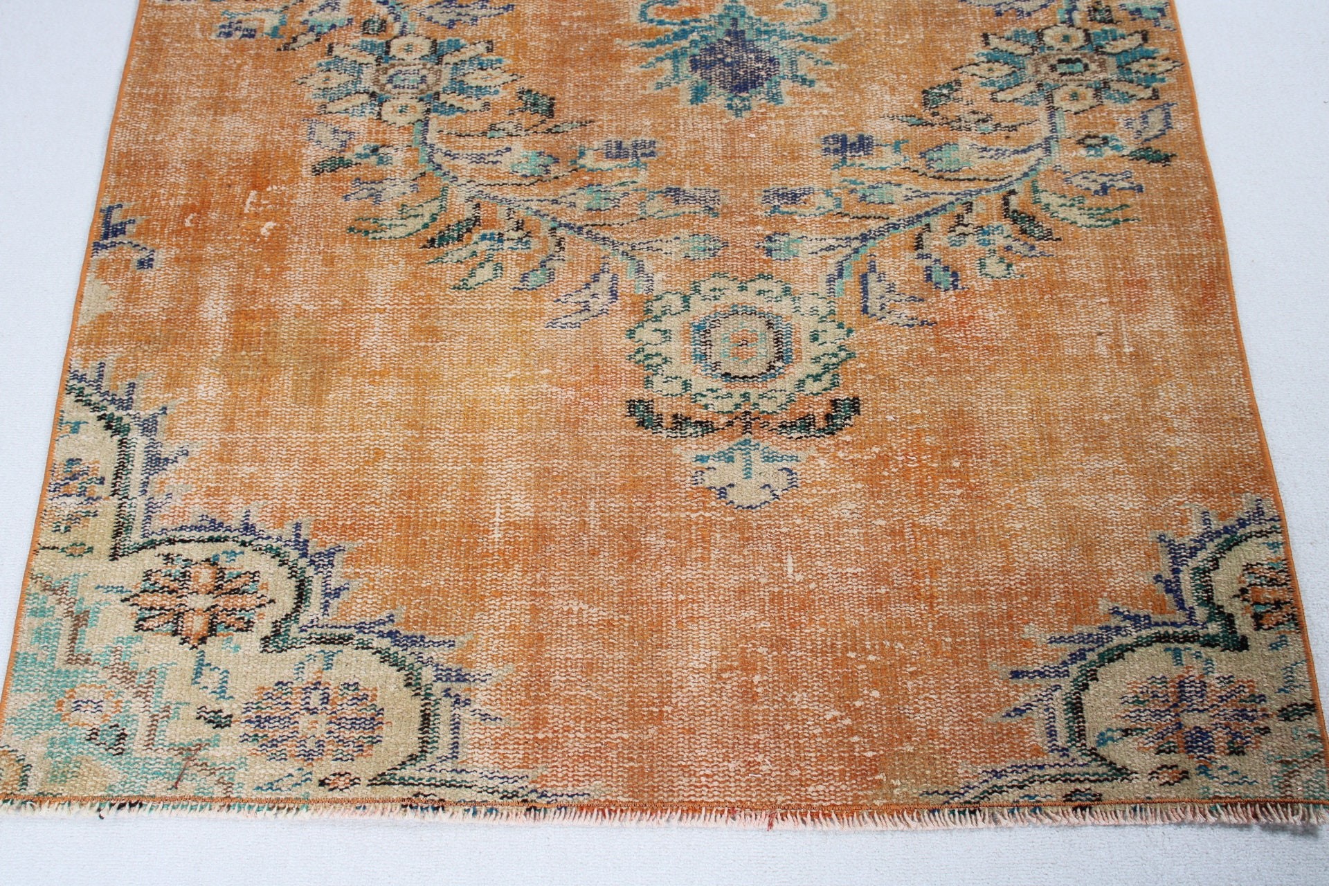 Yatak Odası Halısı, Türk Halısı, Ev Dekorasyonu Halıları, Turuncu Açıklama Halısı, 3,9x7,4 ft Alan Kilimi, Vintage Halı, Oturma Odası Halısı, El Dokuma Halı, Havalı Halı