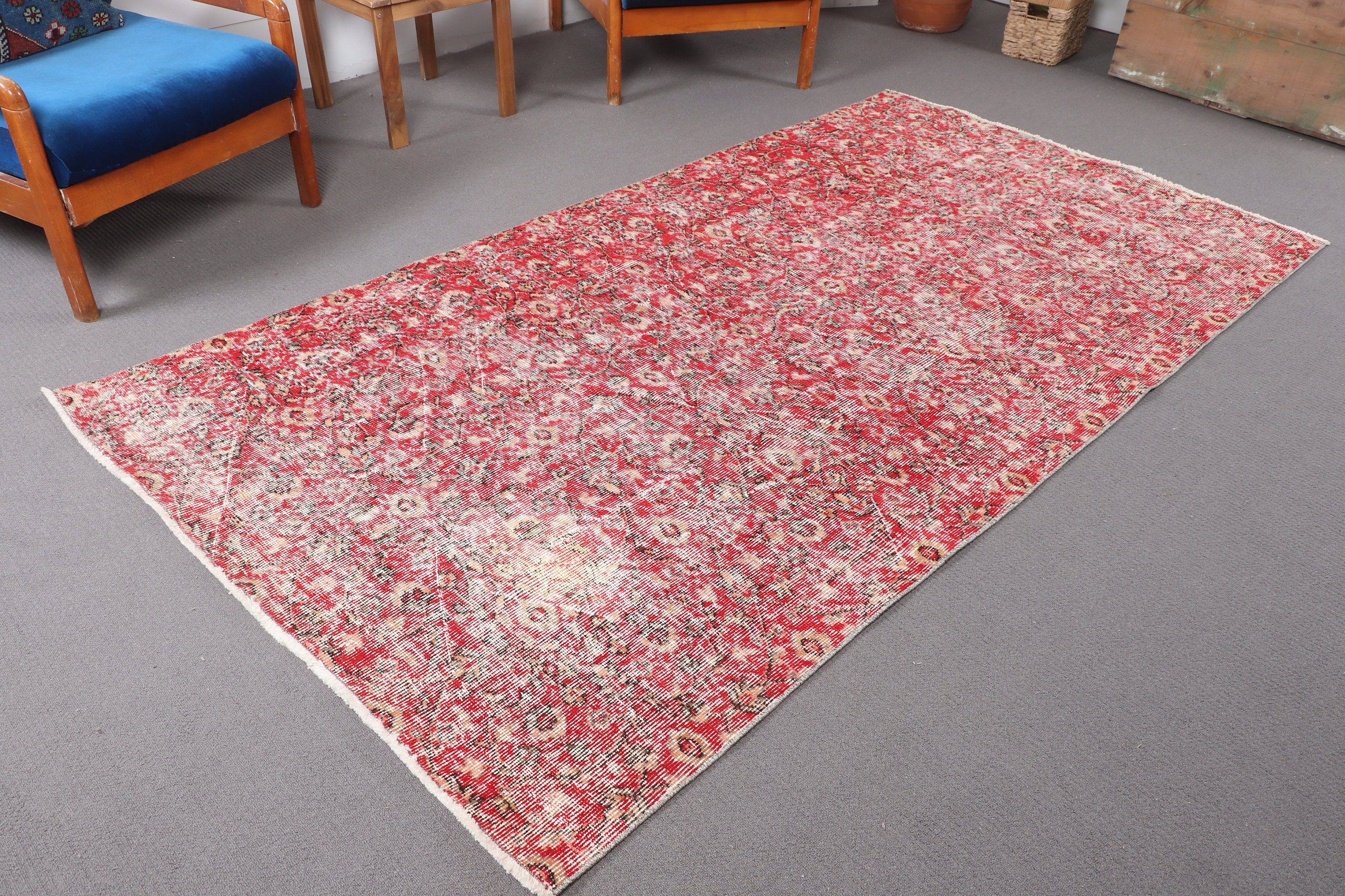 Kırmızı Lüks Halılar, 4.6x8.4 ft Alan Halısı, Geometrik Halı, Yatak Odası Halıları, Etnik Halılar, Anadolu Halıları, Vintage Halılar, Türk Halıları, Boho Bölge Halıları