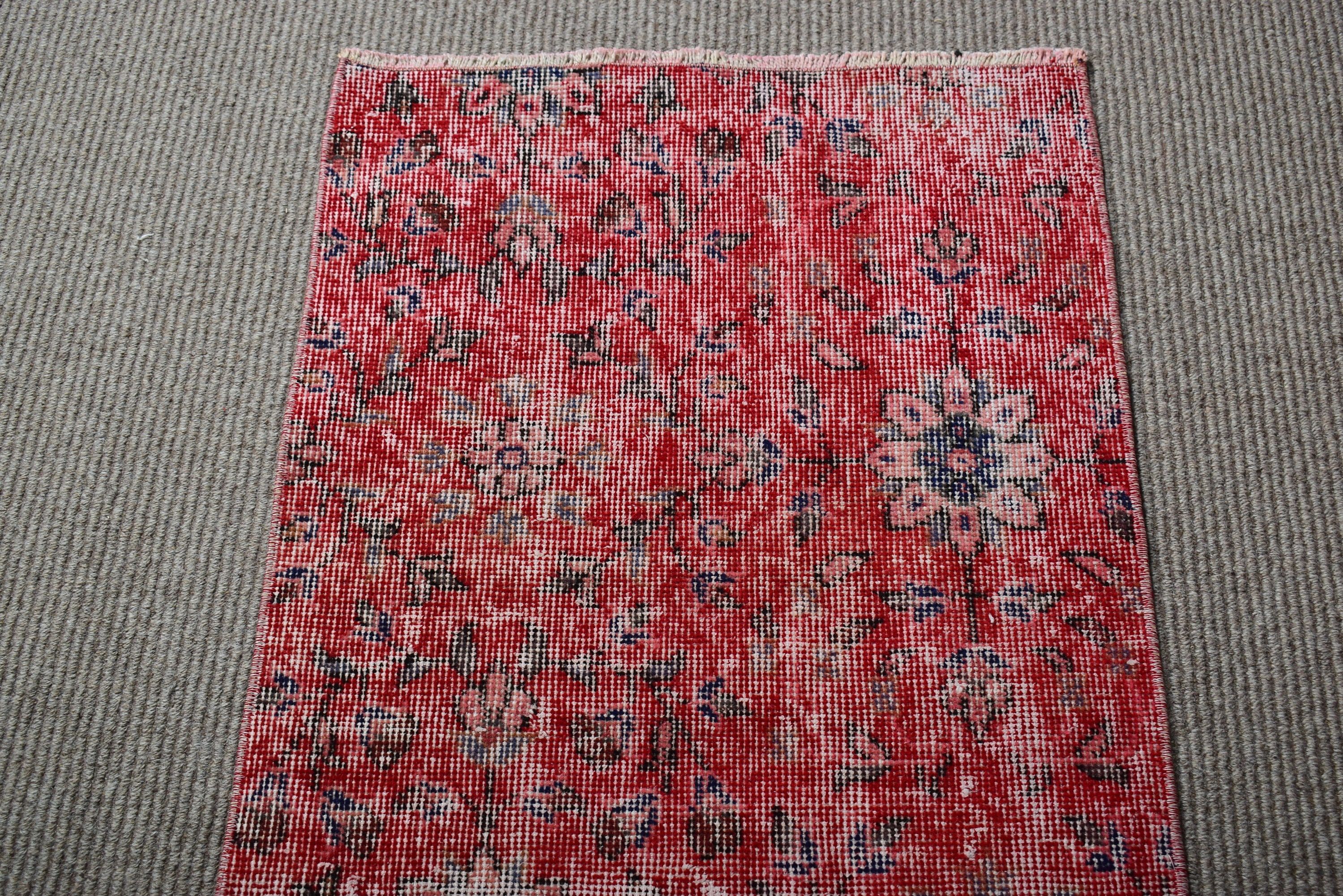 Long Runner Rug, Kitchen Rugs, Turkish Rugs, Luxury Rug, Vintage Rug, Artistic Rugs, Stair Rugs, 1.9x8.4 ft Runner Rugs, Red Neutral Rugs