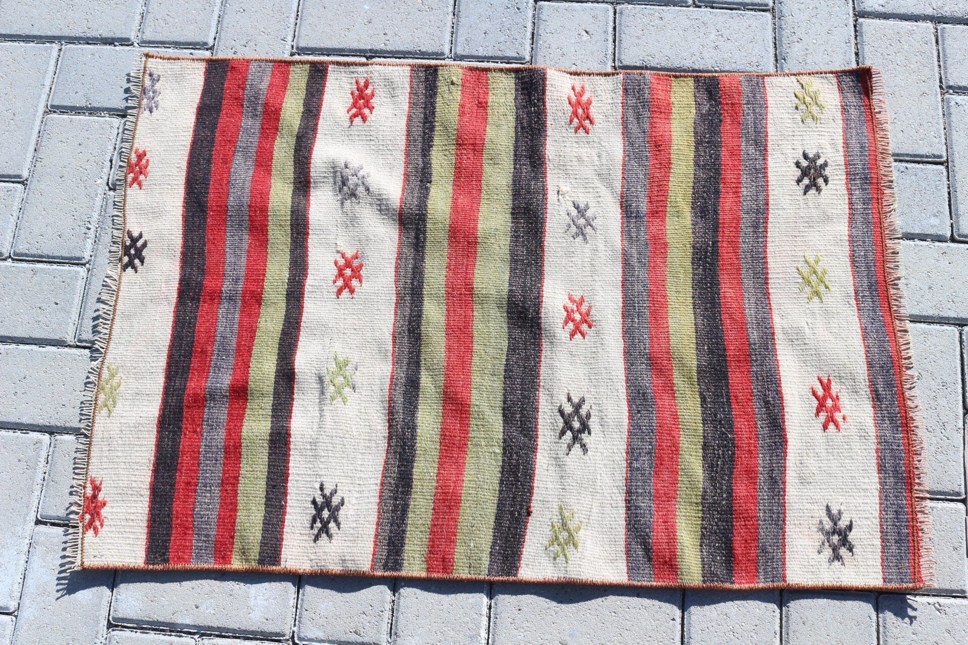 Kilim, Yatak Odası Halısı, Türk Halısı, Sessiz Halı, Yer Halısı, Giriş Halısı, Vintage Halı, Ev Dekor Halısı, Bej 2.1x3 ft Küçük Halı