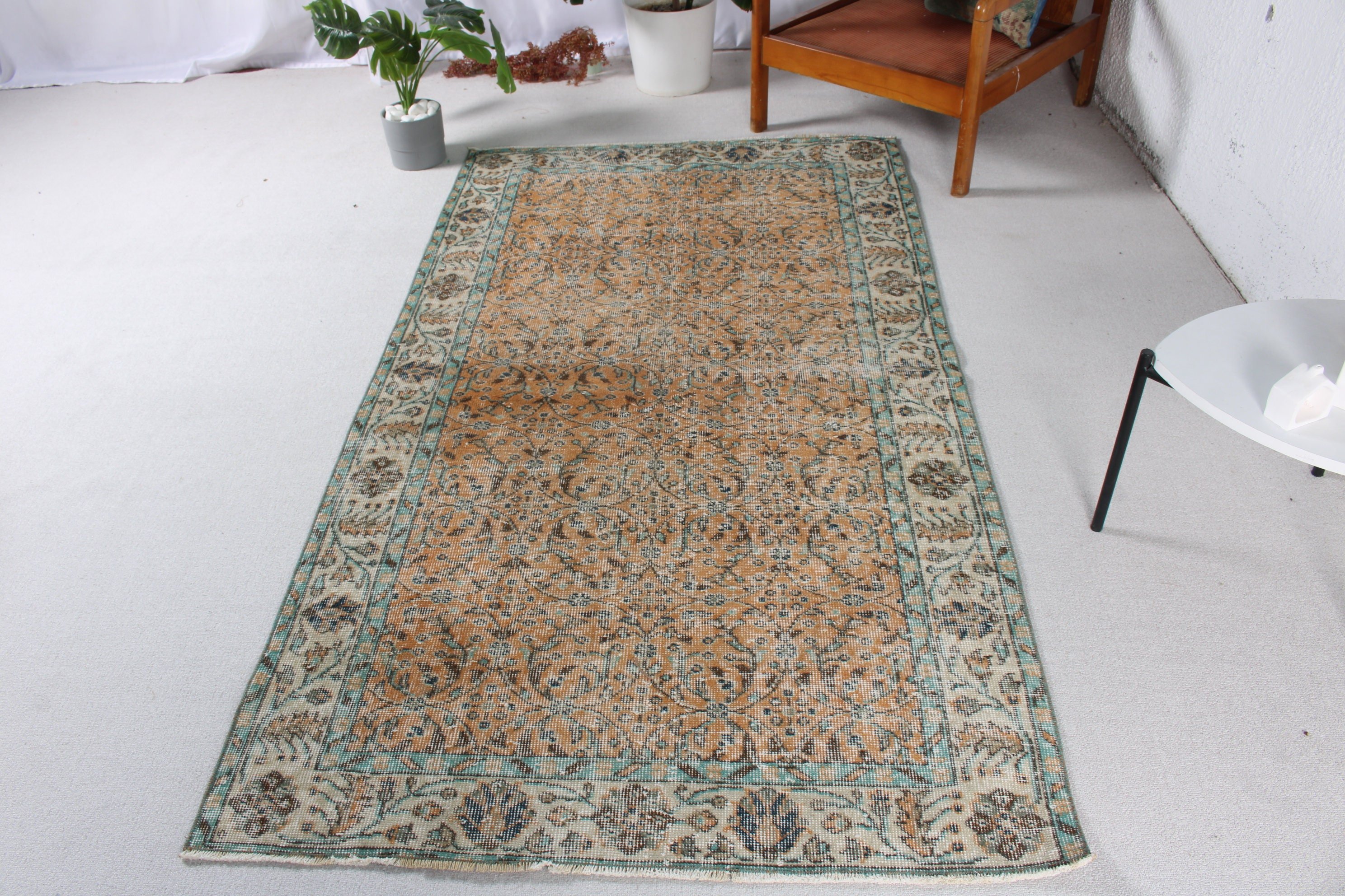 Vintage Halı, Düz Dokuma Halılar, İç Mekan Halısı, İç Mekan Halıları, Turuncu Nötr Halılar, 3,9x7 ft Alan Halısı, Nötr Halı, Mutfak Halıları, Türk Halısı