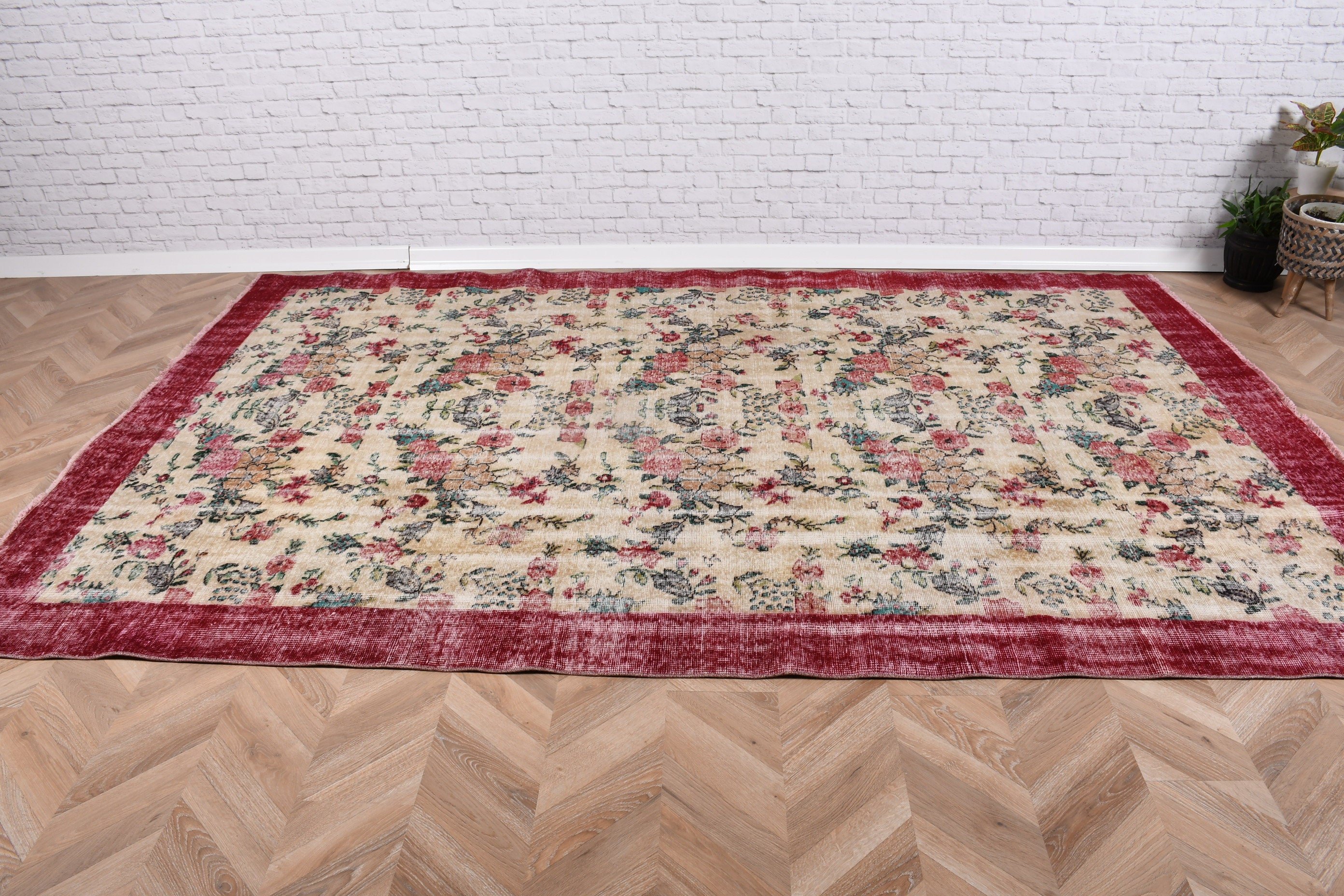 Büyük Vintage Halılar, Büyük Boho Halılar, Türkiye Halısı, Bej Modern Halılar, 6,2x9,9 ft Büyük Halılar, Boho Halısı, Nötr Halılar, Vintage Halı, Türk Halısı