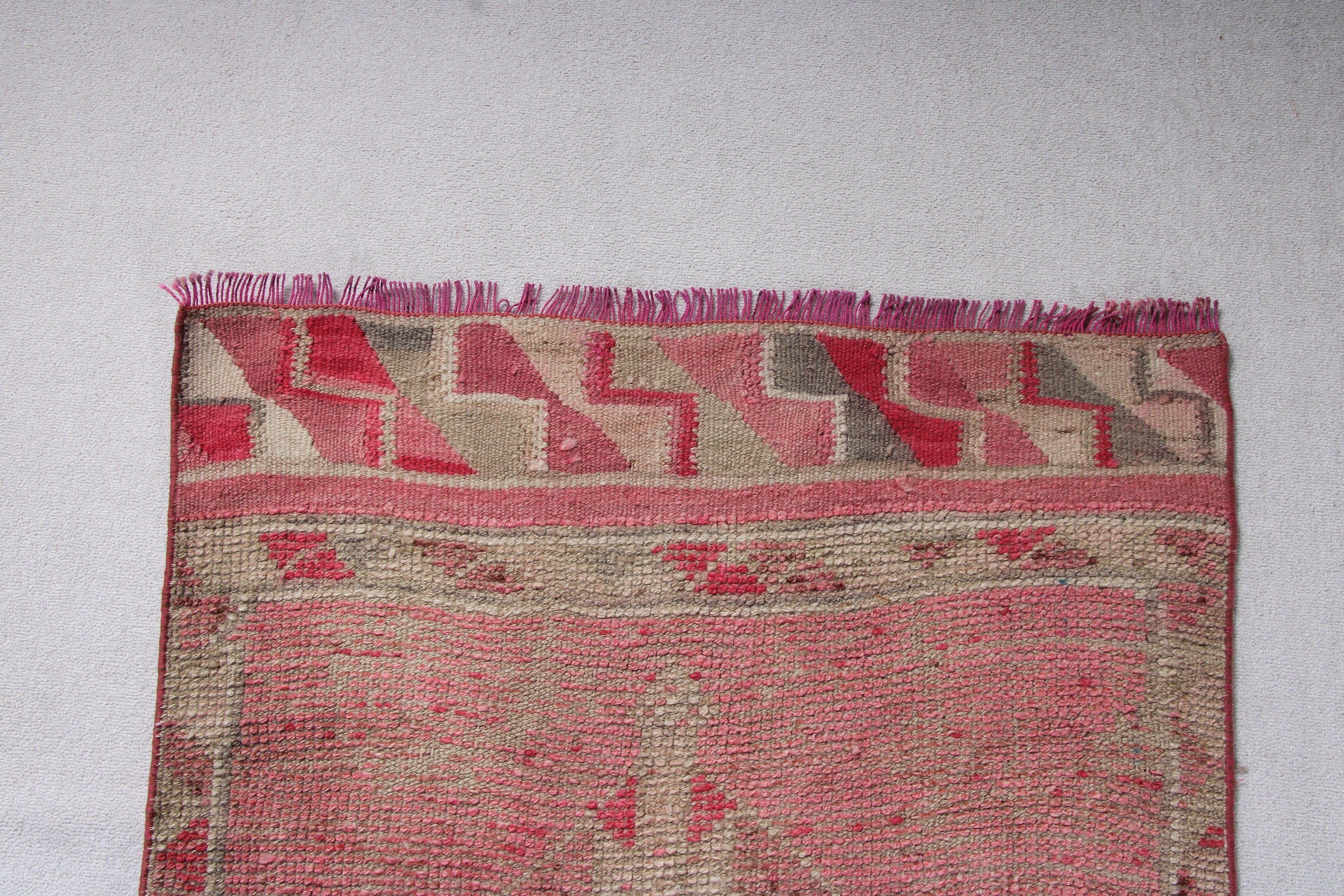 Vintage Rug, 2.7x11.1 ft Runner Rugs, Pink Antique Rugs, Ethnic Rug, Home Decor Rug, Beni Ourain Runner Rugs, Oushak Rugs, Turkish Rugs