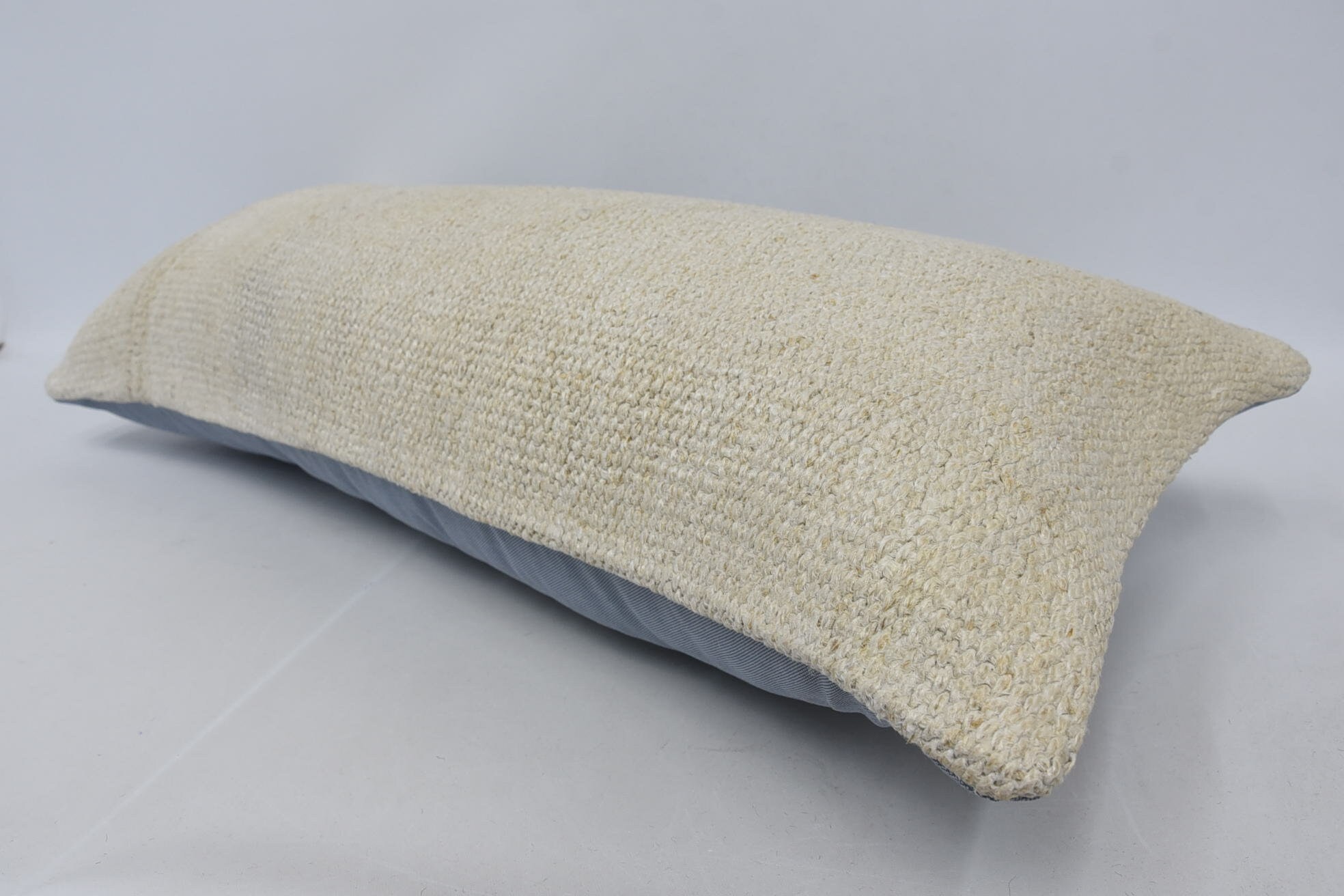 Home Decor Pillow, Crochet Pattern Cushion, 16"x36" White Cushion Cover, Handmade Kilim Cushion, Kilim Pillow Cover