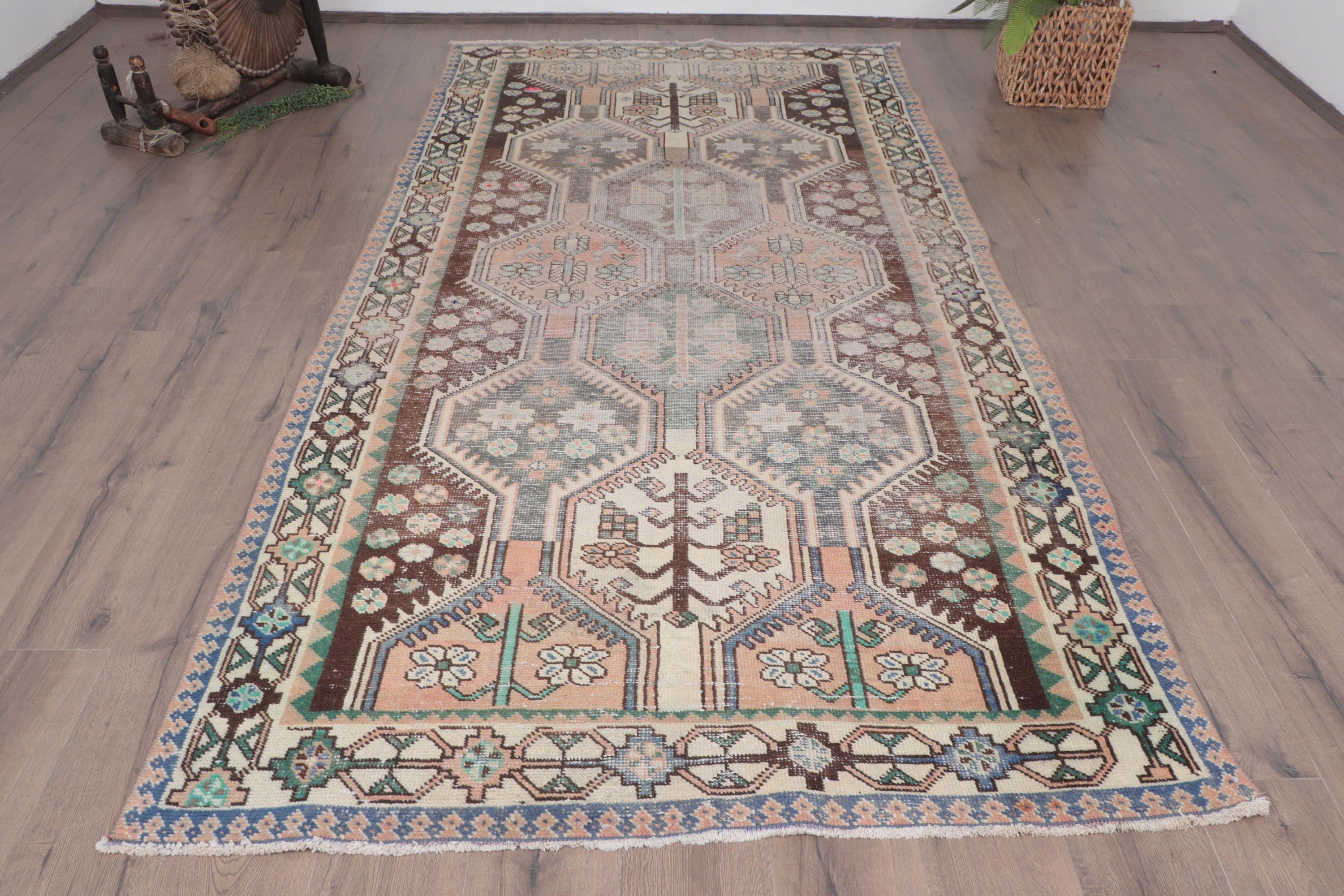 Yatak Odası Halıları, Yemek Odası Halısı, Yer Halıları, Bej Anadolu Halısı, Vintage Halı, Türk Halıları, 4.9x9.6 ft Büyük Halılar, Oushak Halısı, Mutfak Halıları