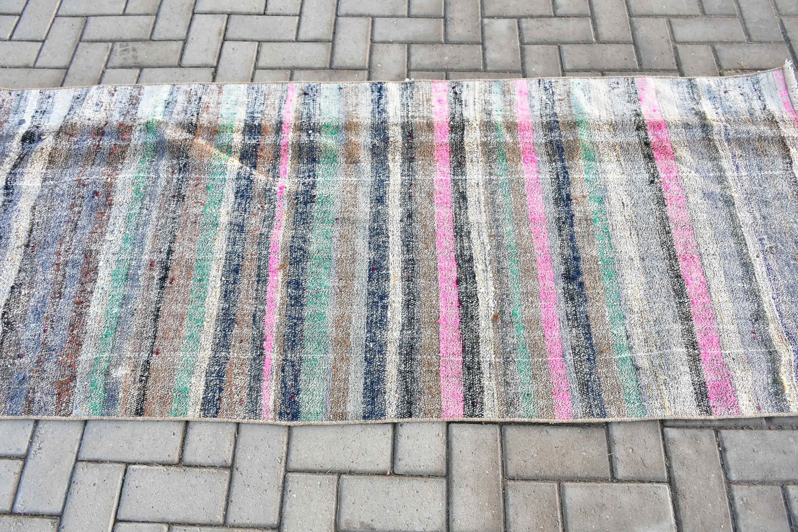 Bedroom Rugs, Vintage Rug, Moroccan Rug, Anatolian Rug, Turkish Rug, Kitchen Rugs, Gray  2.9x6.8 ft Accent Rugs, Kilim