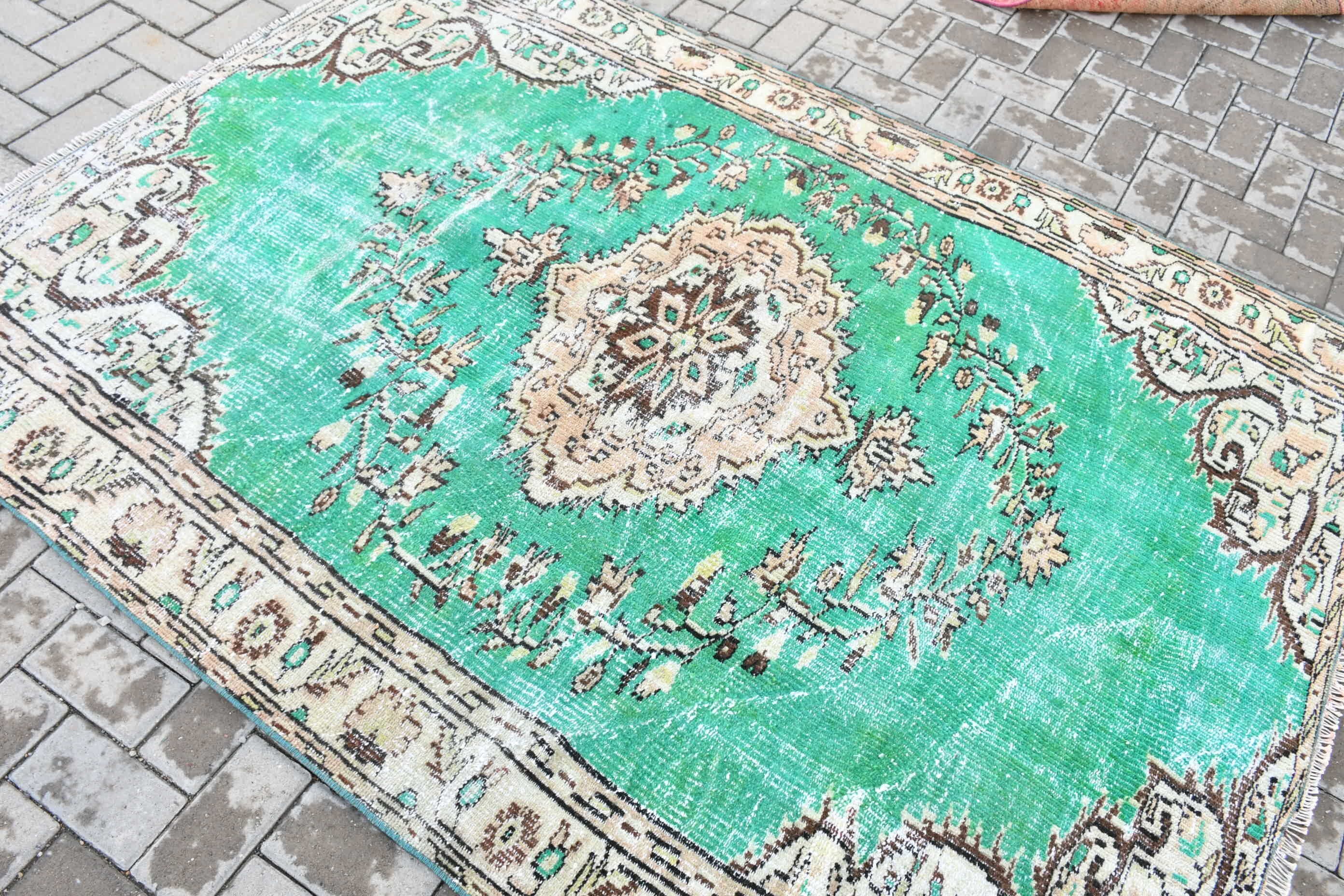 Turkish Rug, 5.2x7.1 ft Area Rugs, Vintage Rug, Office Rug, Rugs for Nursery, Floor Rug, Bedroom Rugs, Green Home Decor Rug, Nursery Rug