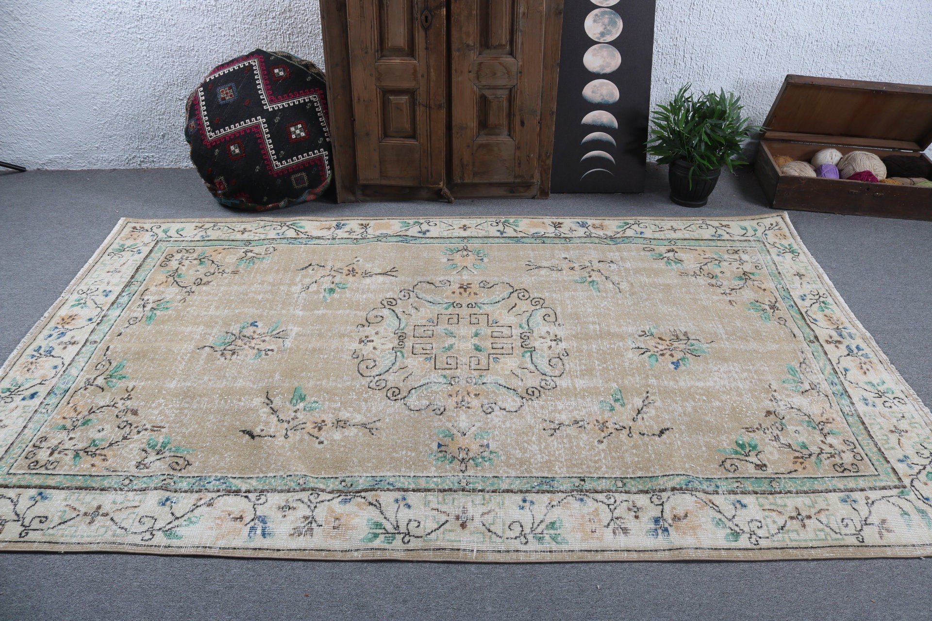 Brown Bedroom Rug, Flatweave Rugs, 5.3x8.6 ft Large Rugs, Vintage Rugs, Turkish Rugs, Geometric Rugs, Living Room Rugs, Salon Rug, Boho Rug