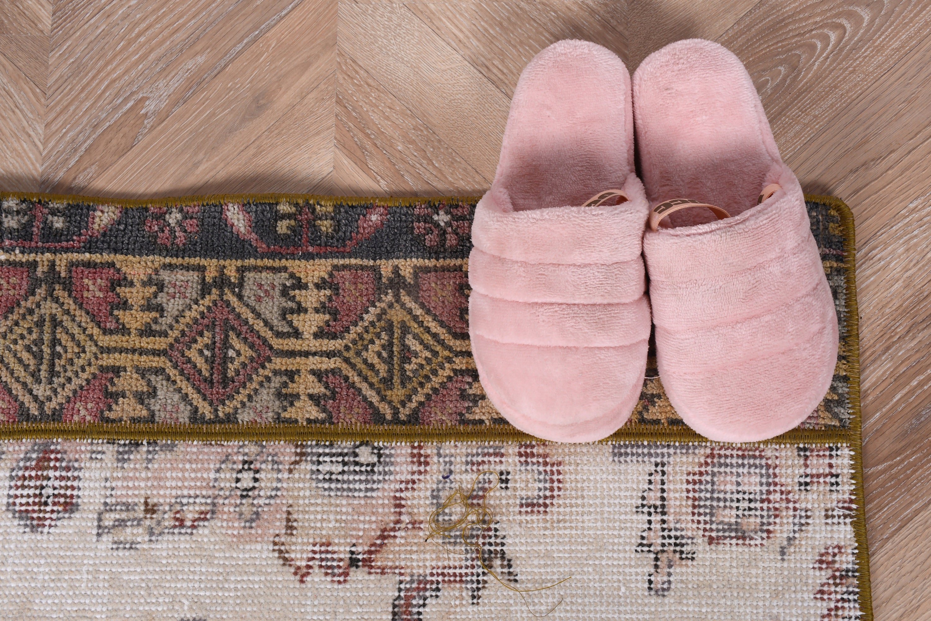 Bathroom Rugs, Turkish Rug, White Cool Rug, Rugs for Kitchen, Vintage Rug, Nursery Rug, Oushak Rug, 1.9x3.1 ft Small Rug