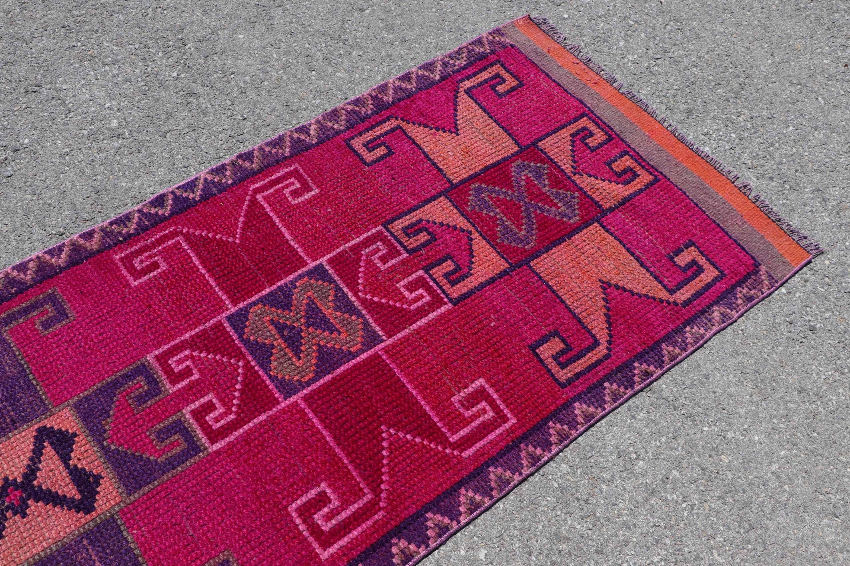 Hallway Rugs, Rugs for Stair, 2.8x9.3 ft Runner Rugs, Oriental Rug, Stair Rug, Pink Oushak Rug, Vintage Rug, Turkish Rug