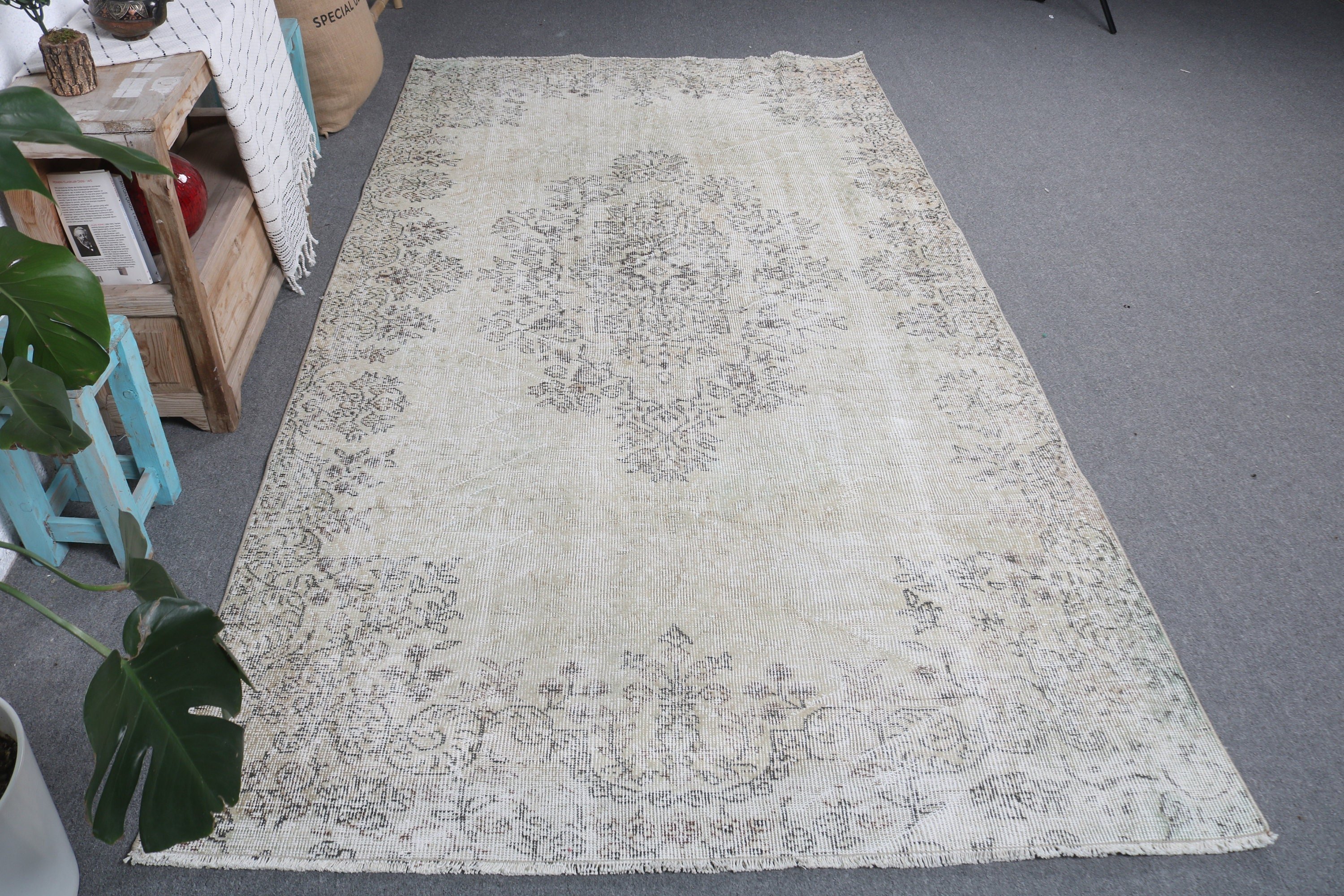 Vintage Rugs, Large Boho Rugs, Neutral Rug, 4.9x9.2 ft Large Rug, Beige Modern Rugs, Large Vintage Rugs, Antique Rug, Turkish Rug