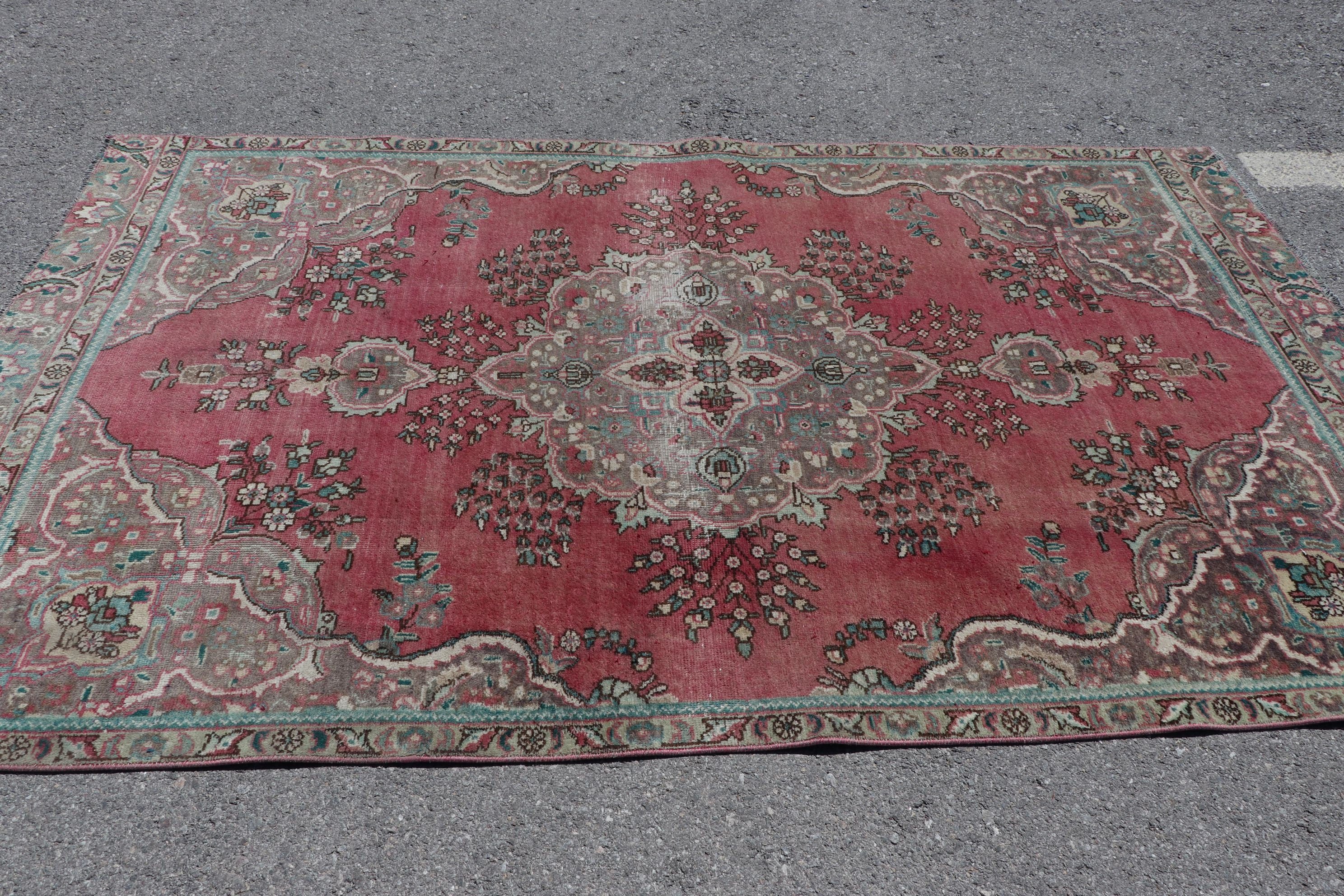 Antique Rugs, Bedroom Rug, Vintage Rug, Salon Rugs, 5.1x8.3 ft Large Rug, Tribal Rugs, Turkish Rug, Pink Oriental Rugs