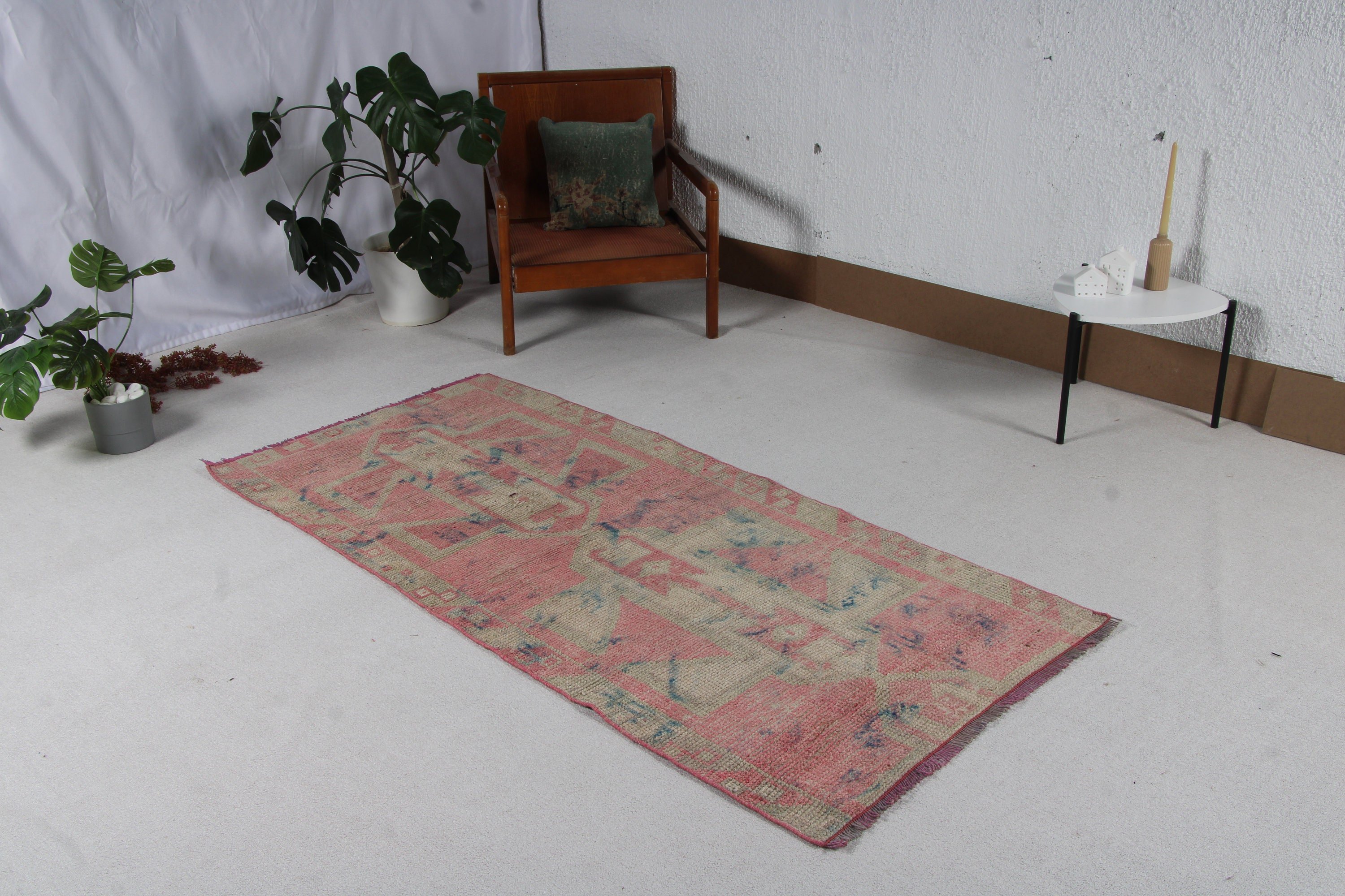 3.1x6.7 ft Accent Halı, Vintage Halılar, Yatak Odası Halıları, Pembe Boho Halıları, Lüks Halı, Türk Halısı, Yatak Odası Halısı, Mutfak Halısı, Açıklama Halıları