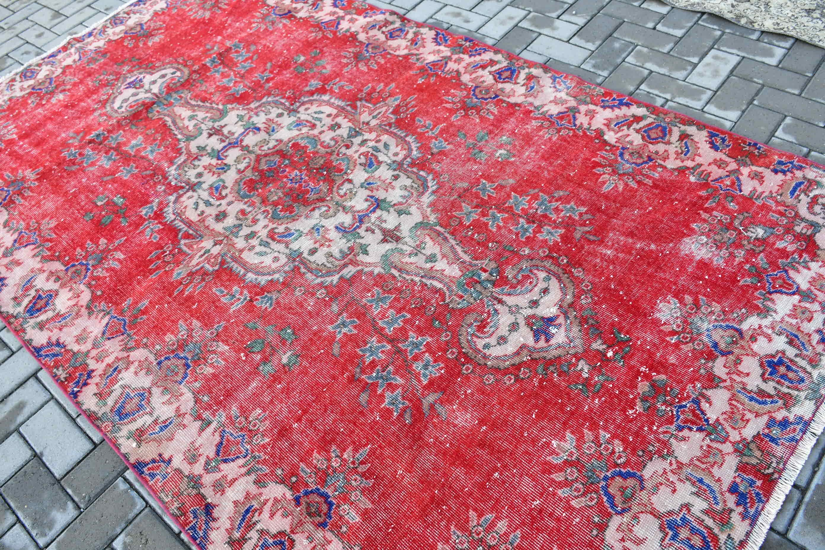 Turkish Rug, Oriental Rug, 5.4x9.3 ft Large Rug, Living Room Rug, Vintage Rugs, Rugs for Salon, Moroccan Rug, Red Anatolian Rug, Salon Rug