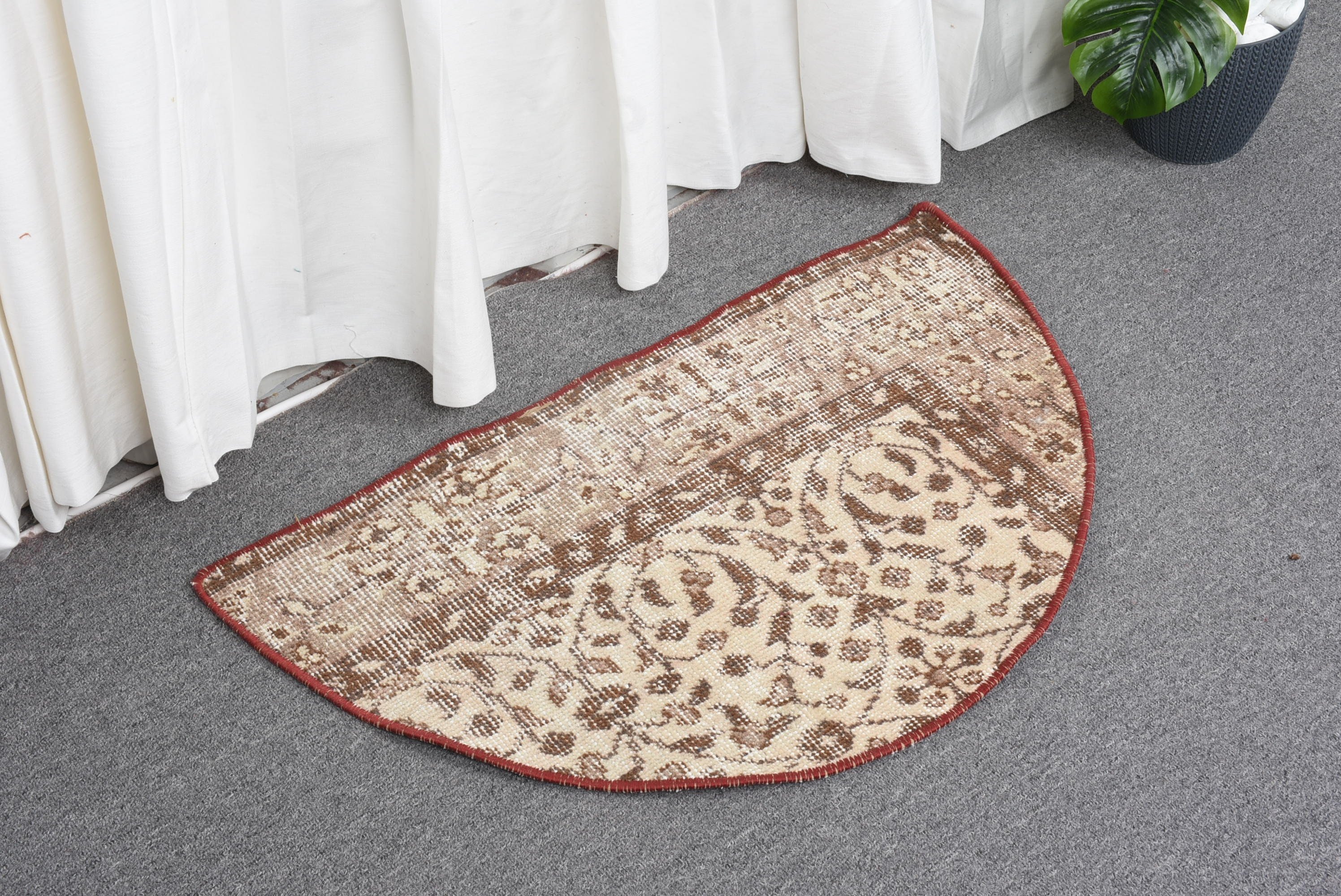 Araba Paspasları için Halılar, Vintage Halı, 2,5x1,5 ft Küçük Halı, Türk Halıları, Oushak Halısı, Sanat Halısı, Duvara Asılı Halılar, Bej Oushak Halısı, Mutfak Halısı