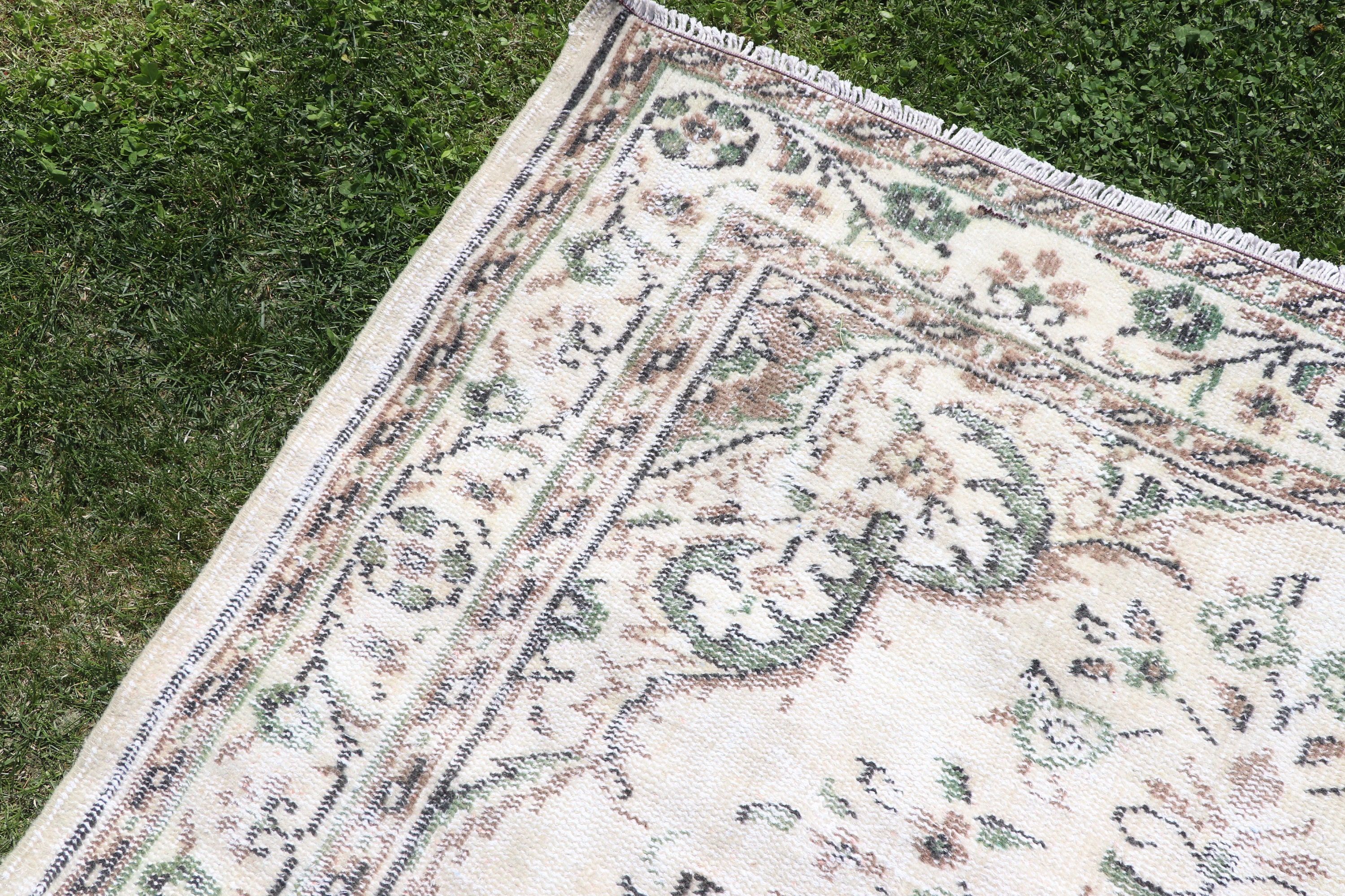 Etnik Halılar, Vintage Halı, Bej Yün Halılar, Oturma Odası Halısı, Modern Halı, 5x8,3 ft Büyük Halılar, Türk Halıları, Büyük Boho Halıları