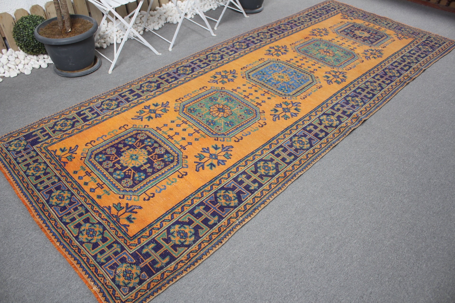 Rugs for Runner, Vintage Rugs, Turkish Rug, Corridor Rug, Cool Rug, Yellow Cool Rug, Floor Rug, Kitchen Rug, 4.3x11.3 ft Runner Rug