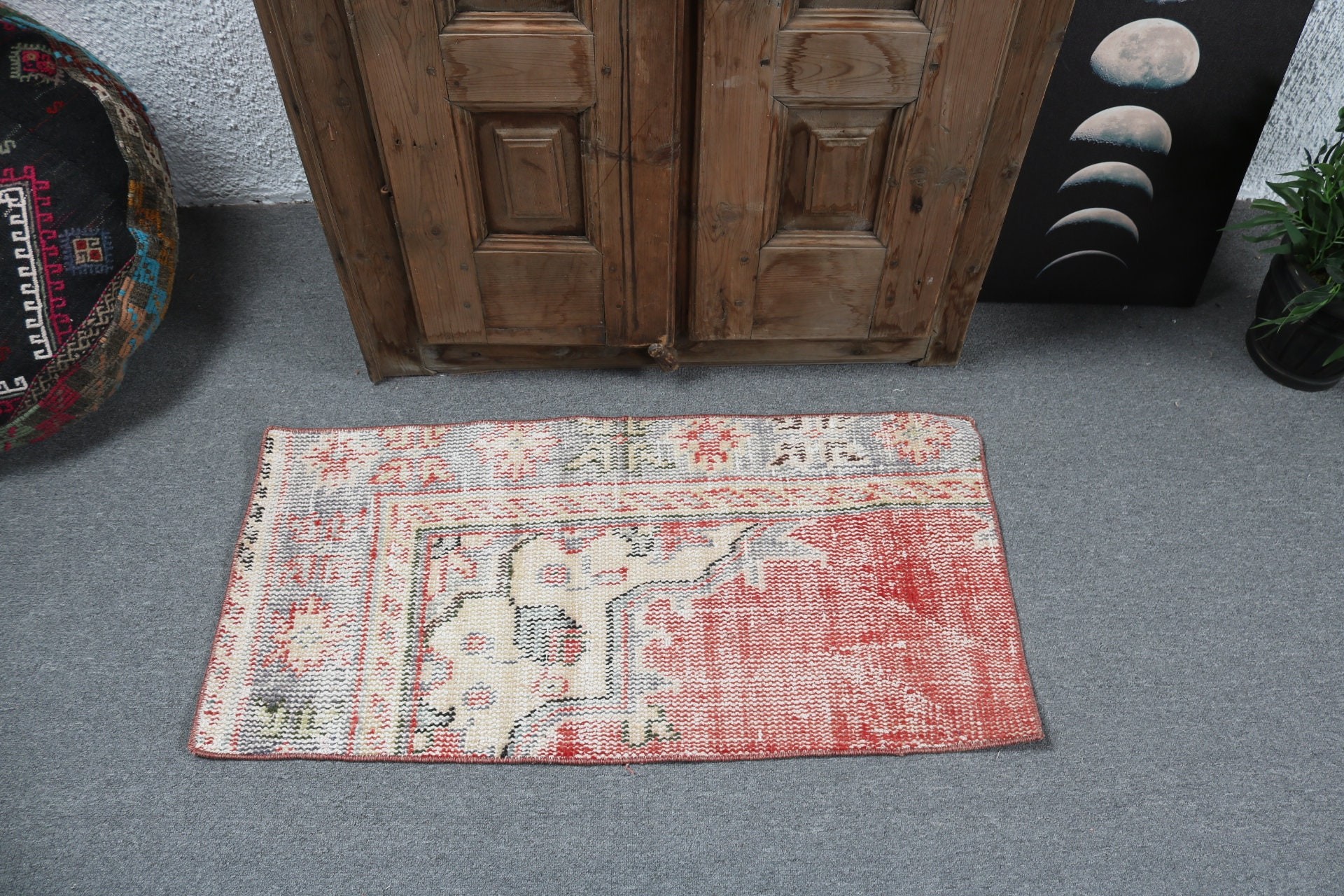 Small Boho Rugs, Turkish Rug, Red Bedroom Rugs, Small Vintage Rug, Oriental Rugs, Vintage Rug, Antique Rugs, 1.6x3.3 ft Small Rugs