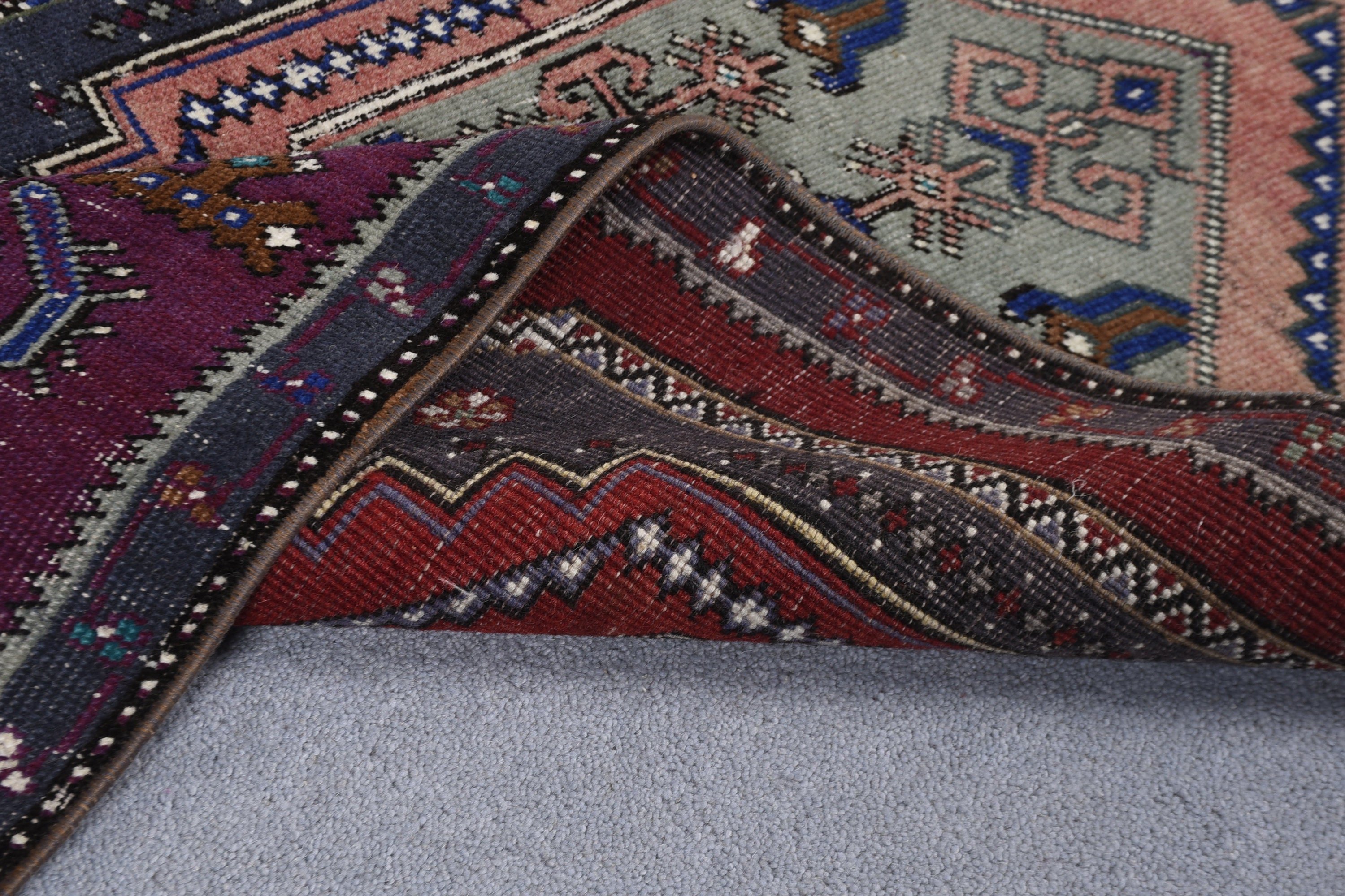 Mutfak Halıları, Havalı Halı, Koşucu Halıları, Vintage Halı, Oushak Halıları, Türk Halıları, 2,2x5,8 ft Runner Halısı, Mor Ev Dekorasyonu Halısı, Koridor Halısı