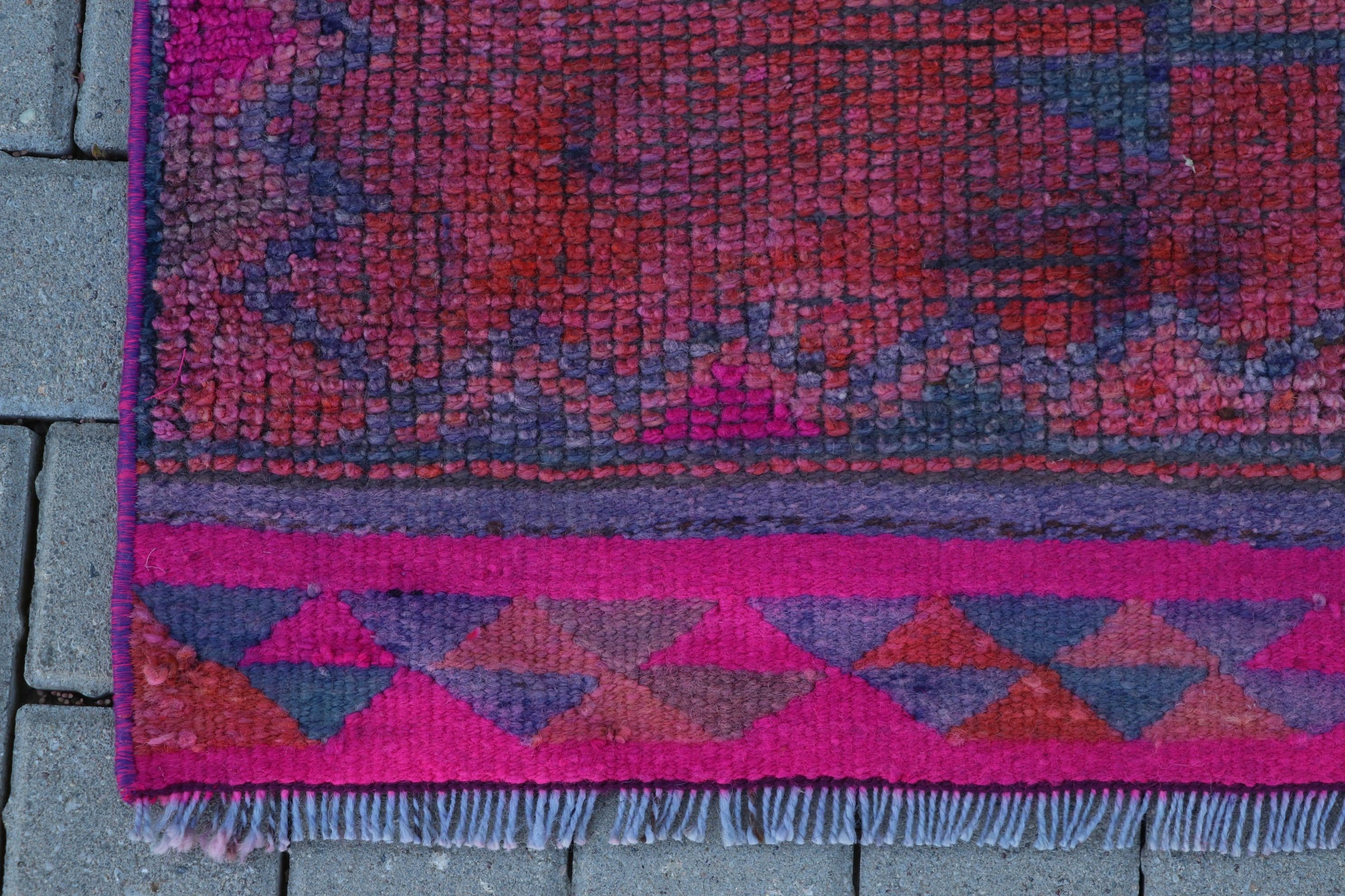 Moroccan Rug, 3x11.9 ft Runner Rug, Stair Rugs, Pink Oriental Rug, Rugs for Runner, Turkey Rug, Turkish Rug, Oriental Rug, Vintage Rugs