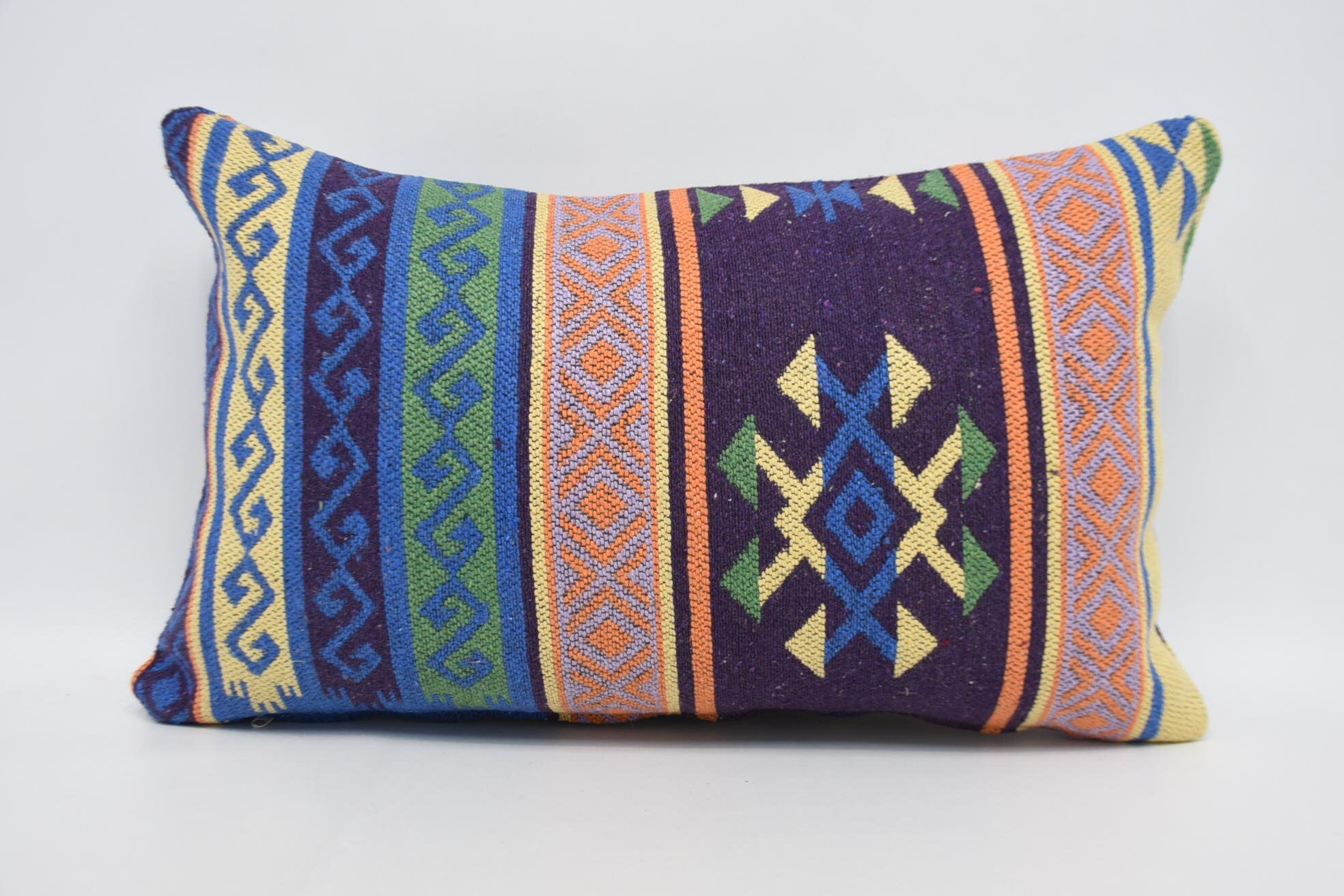 16"x24" Blue Cushion Case, Outdoor Cushion, Throw Kilim Pillow, Wholesale Pillow Case, Boho Pillow, Home Decor Pillow